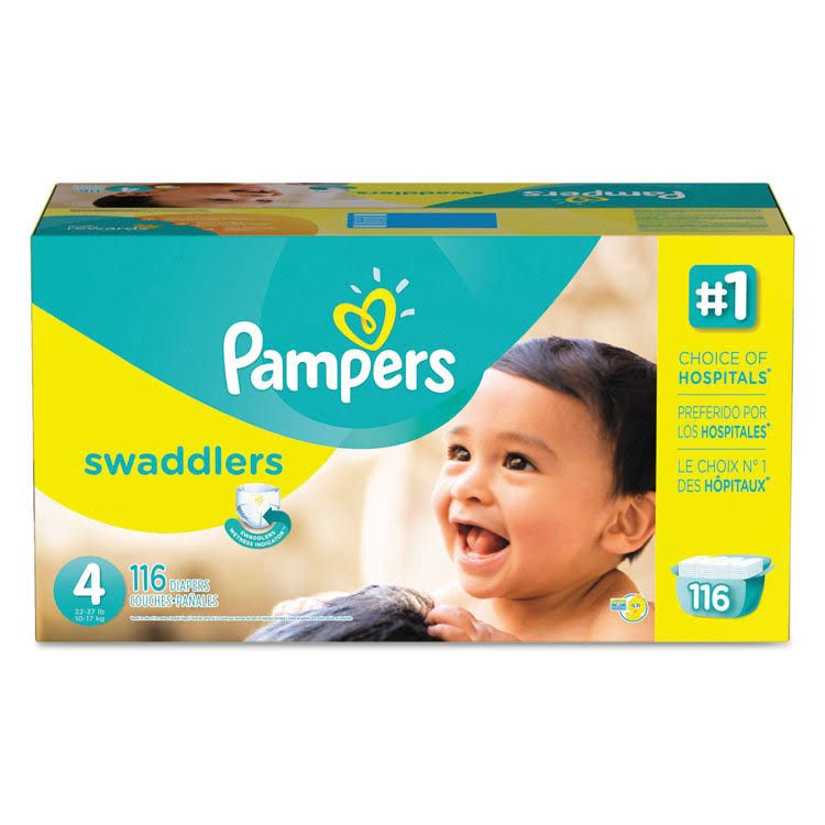 Pampers Swaddlers Diapers, Size 4, 116 Diapers