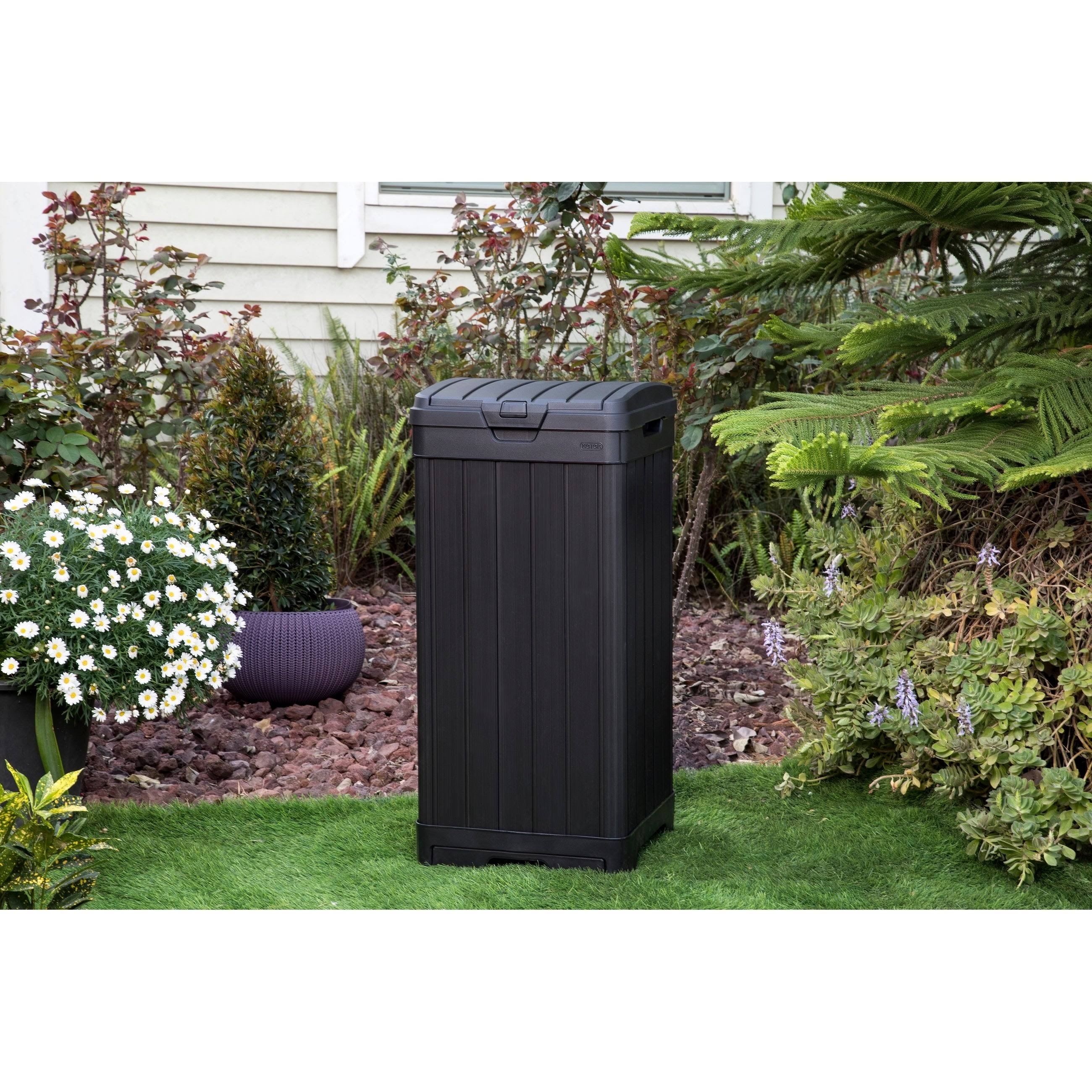 Keter 240770 Baltimore Outdoor Trash Can, Black