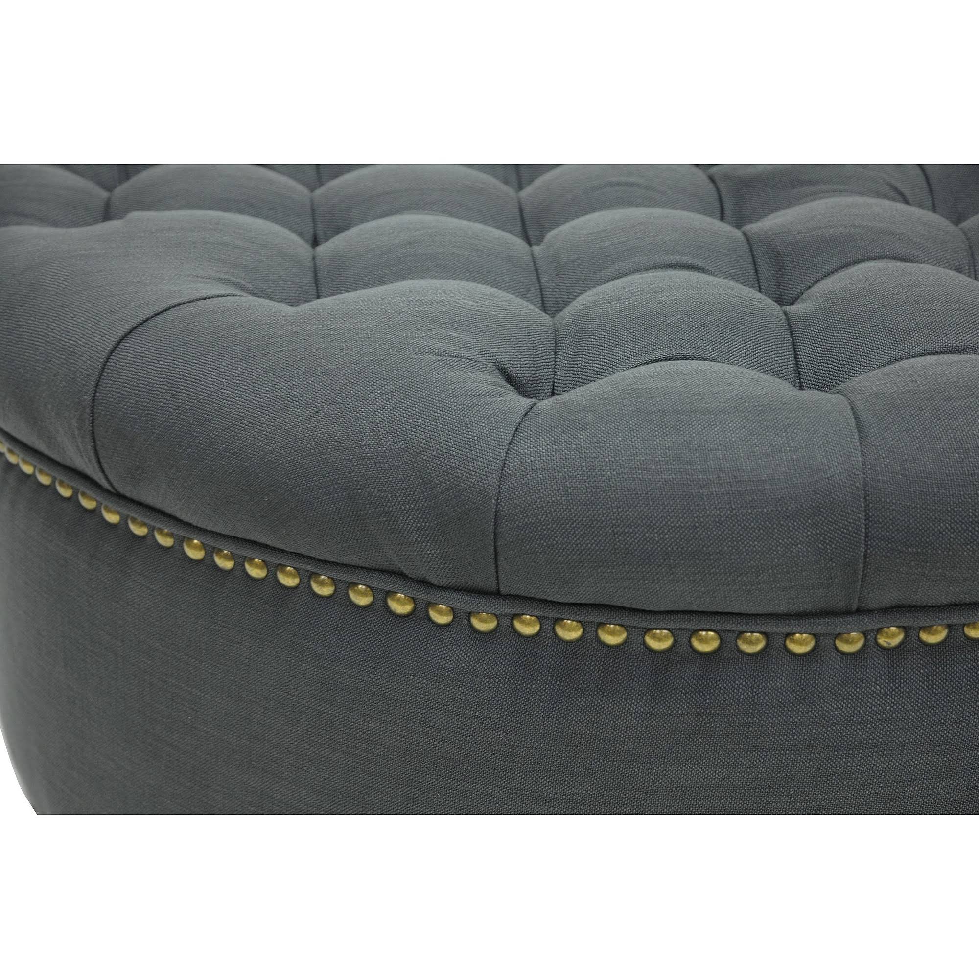 Baxton Studio Inglehart Tufted Ottoman, Grey Linen