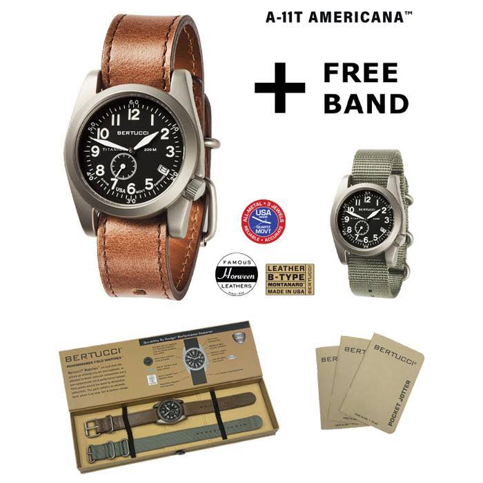 Bertucci A-11T Americana 13334 Mens Defender Drab Nylon Band Black Quartz Dial Watch