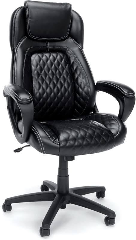 Ofm Ess Collection Racing Style SofThread Leather High Back Office Chair, in Bla