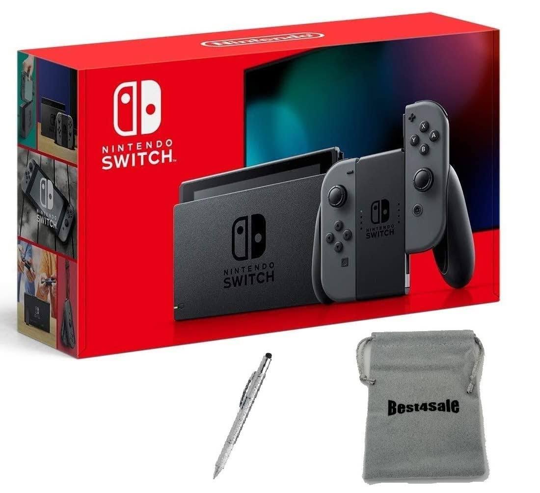 Nintendo Switch Console with Gray Joy-Con Video Games Console with Accessories Bundle