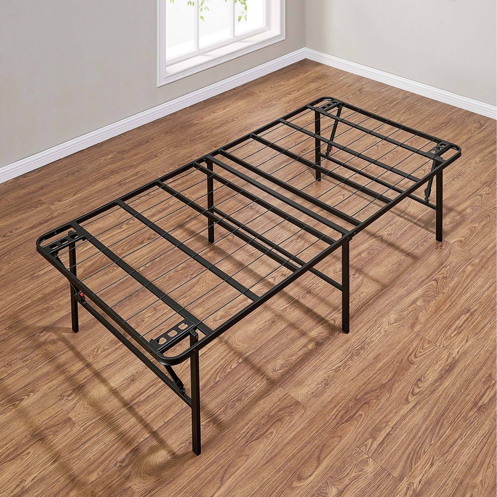 Mainstays 18 inch High Profile Foldable Steel Bed Frame, Powder-Coated Steel, Size: Twin, Black