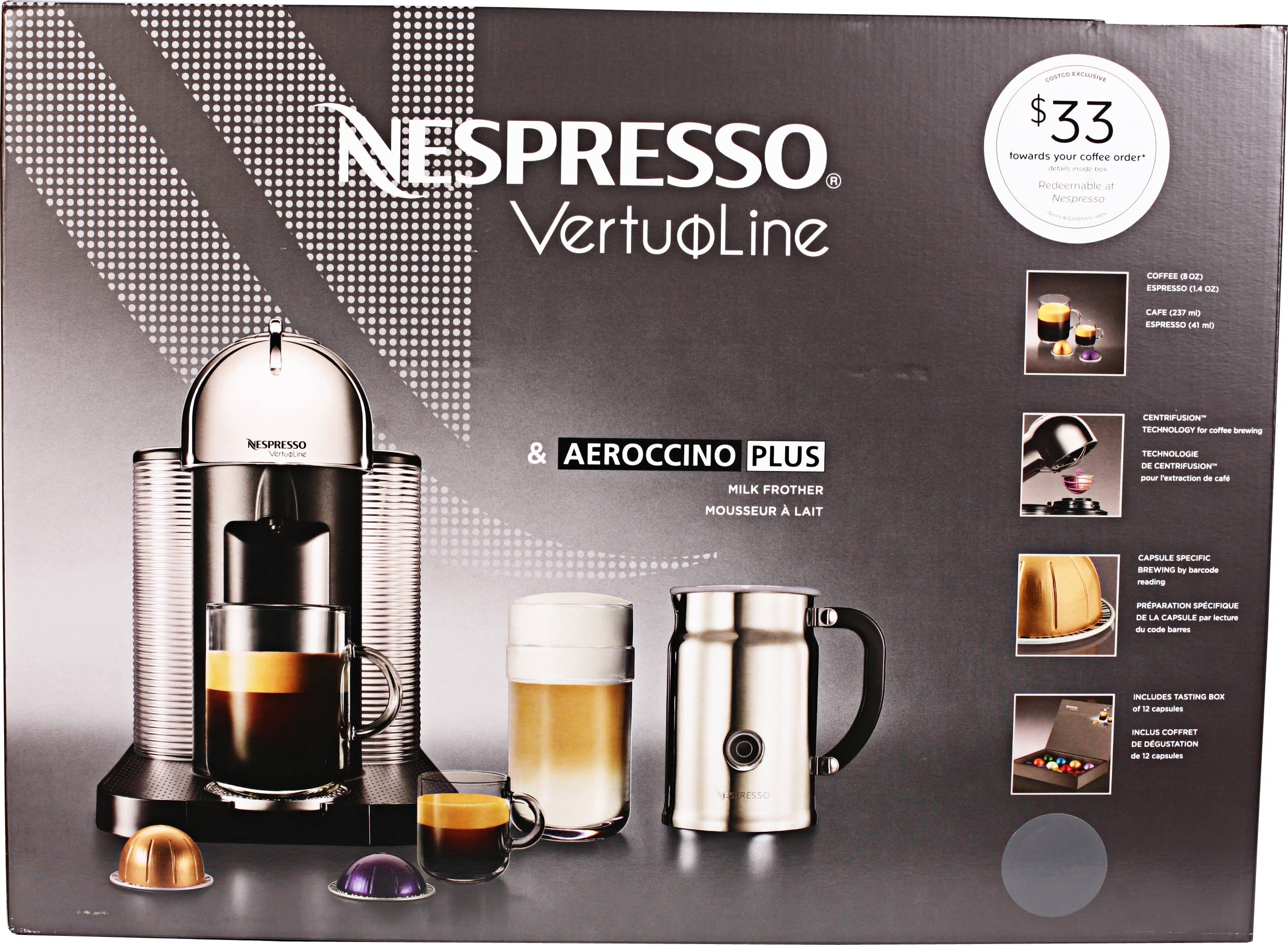 Nespresso Vertuoline with Aeroccino Plus A+GCA1-US-BM-NE , Titan Gray