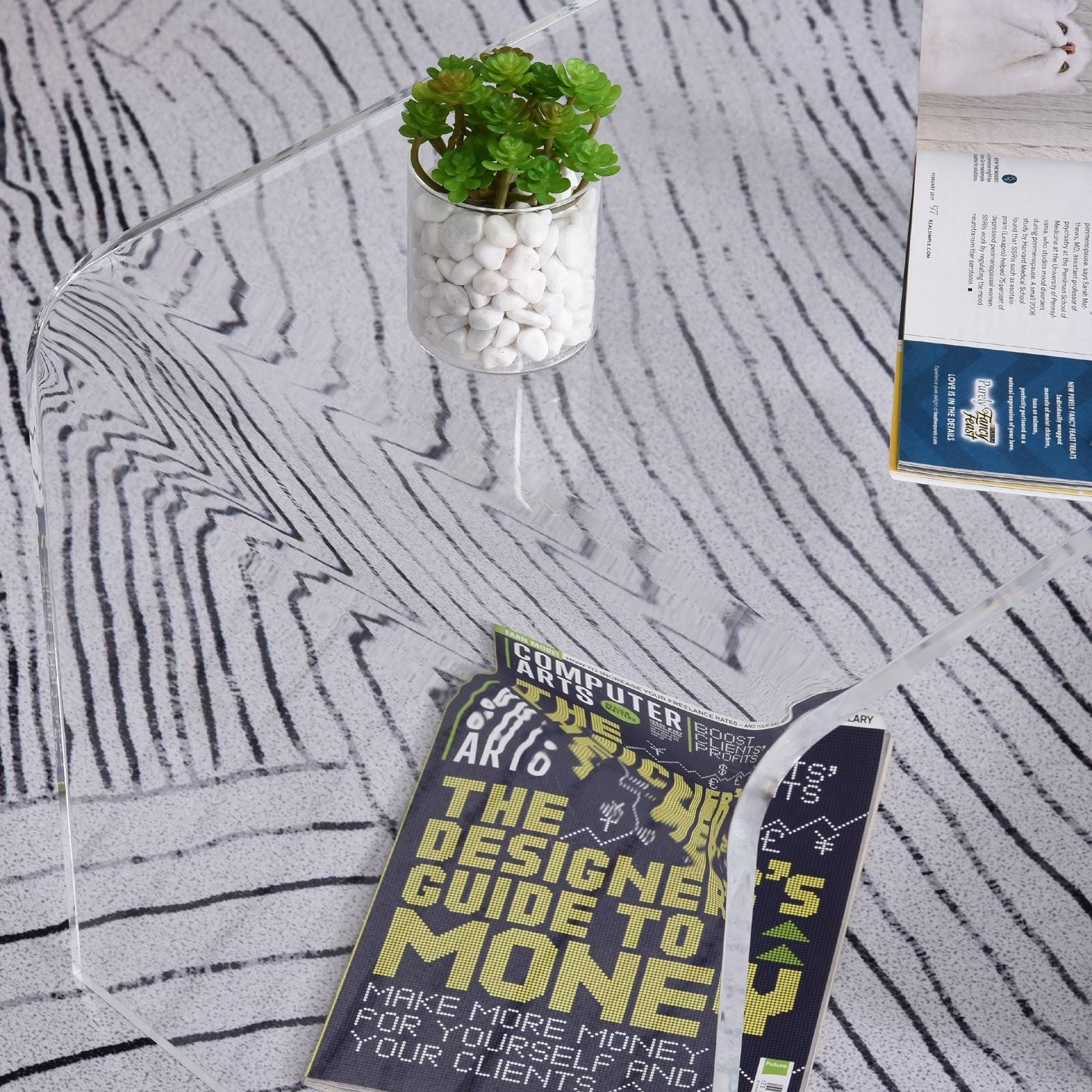 HOMCOM 32x22 Rectangle All Acrylic 20mm Waterfall Coffee Table- Clear