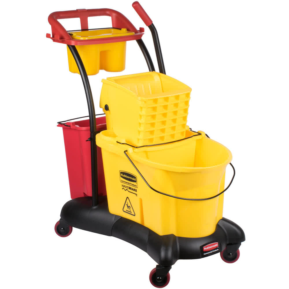 Rubbermaid Commercial WaveBrake 35 Quart Mopping Trolley Side Press Yellow