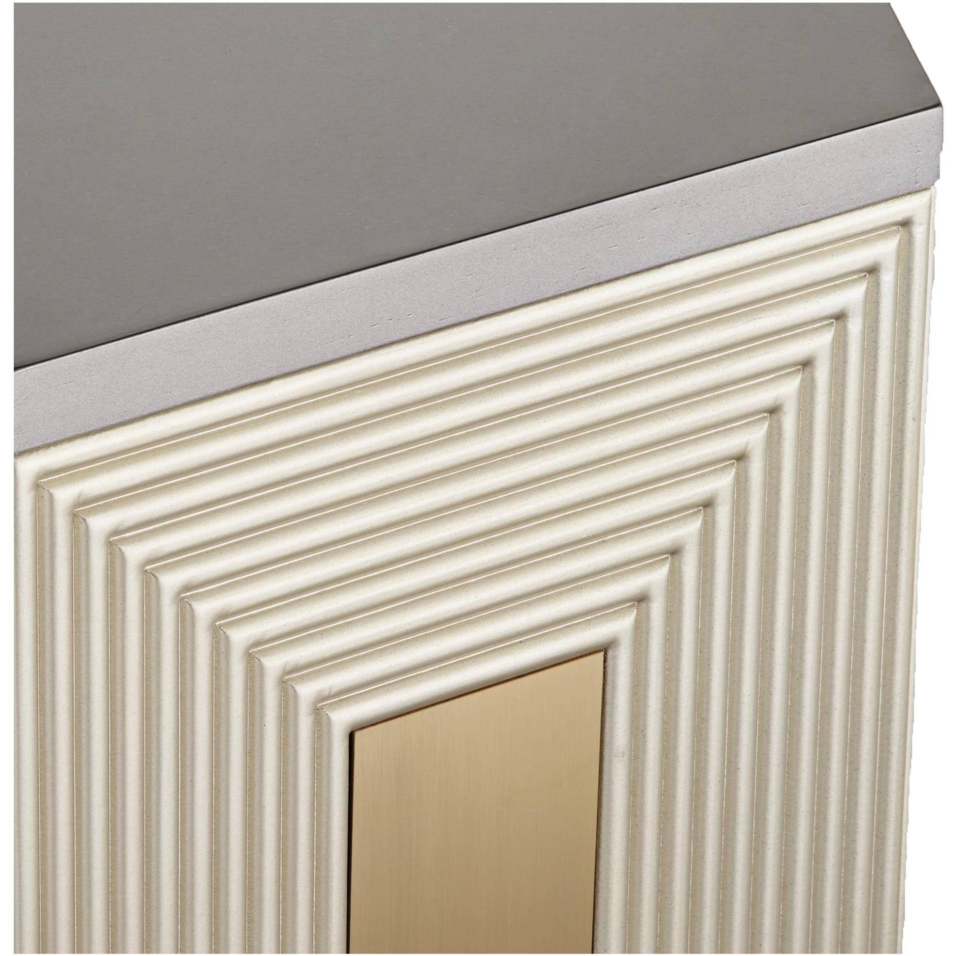 55 Downing Street Danika 24x22 Wide Mid-Century Champagne Silver Round Side Table - Style #89J27