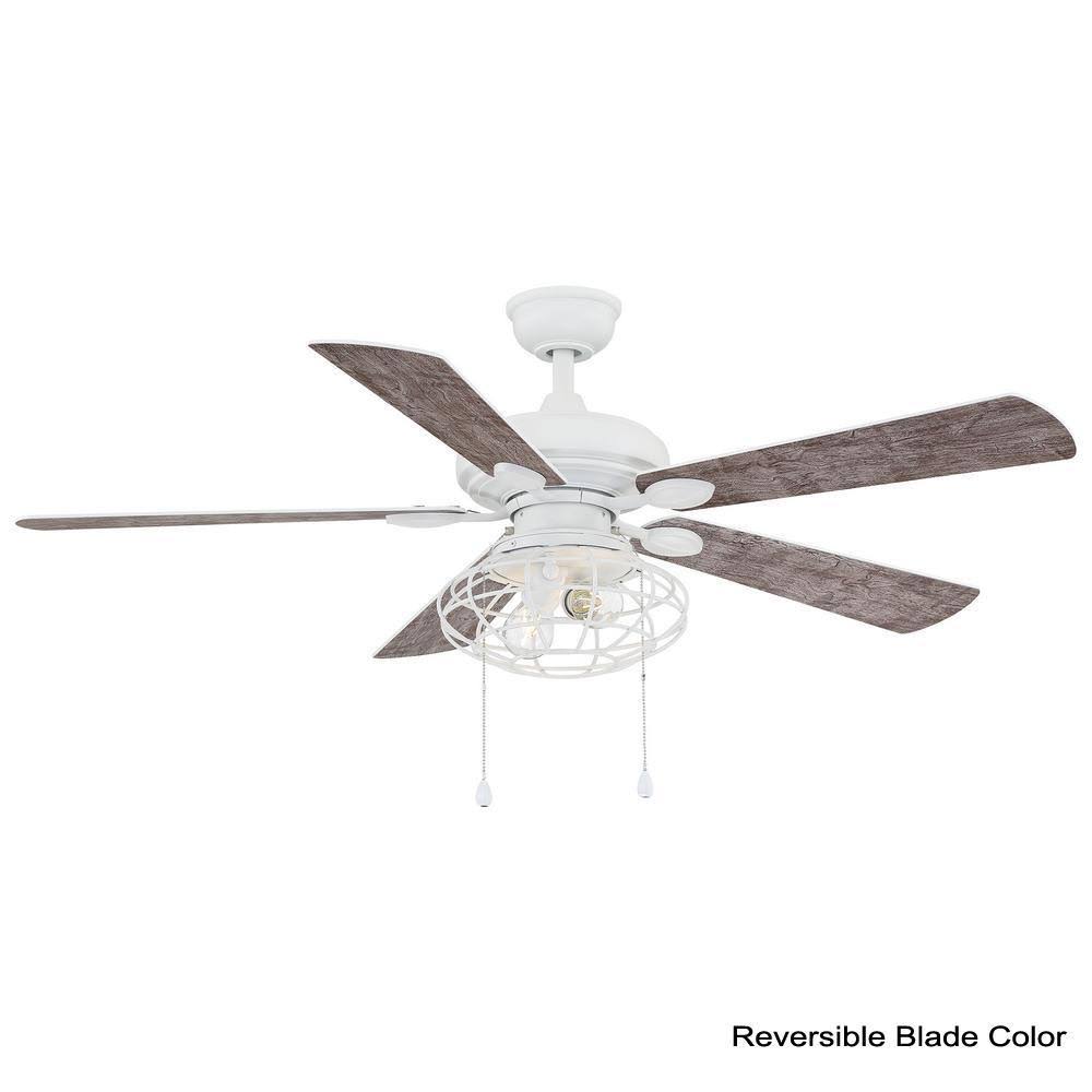 Home Decorators Collection Ellard 52 in. LED Matte White Ceiling Fan Light Kit