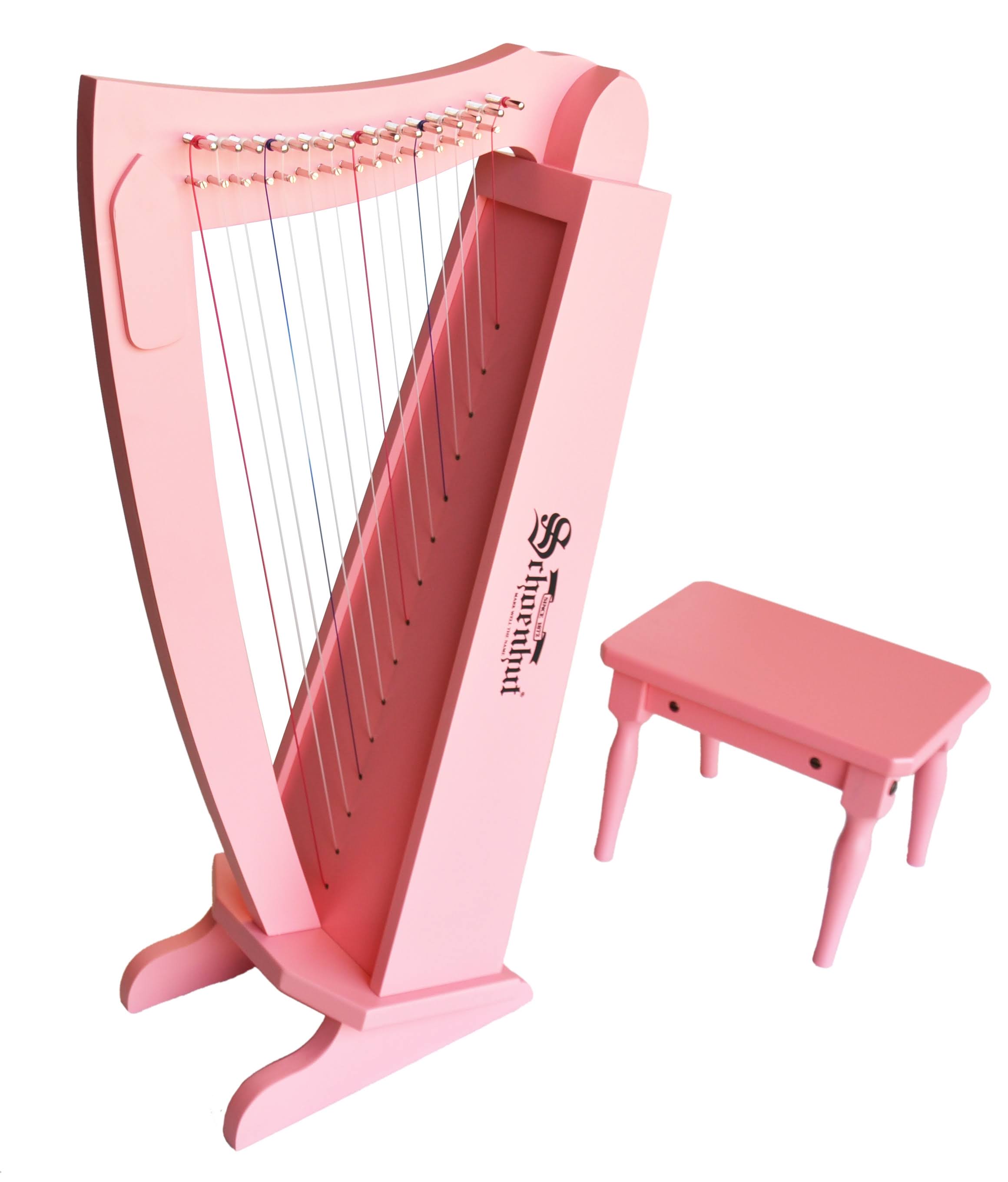 Schoenhut 15 String Harp W Bench Pink