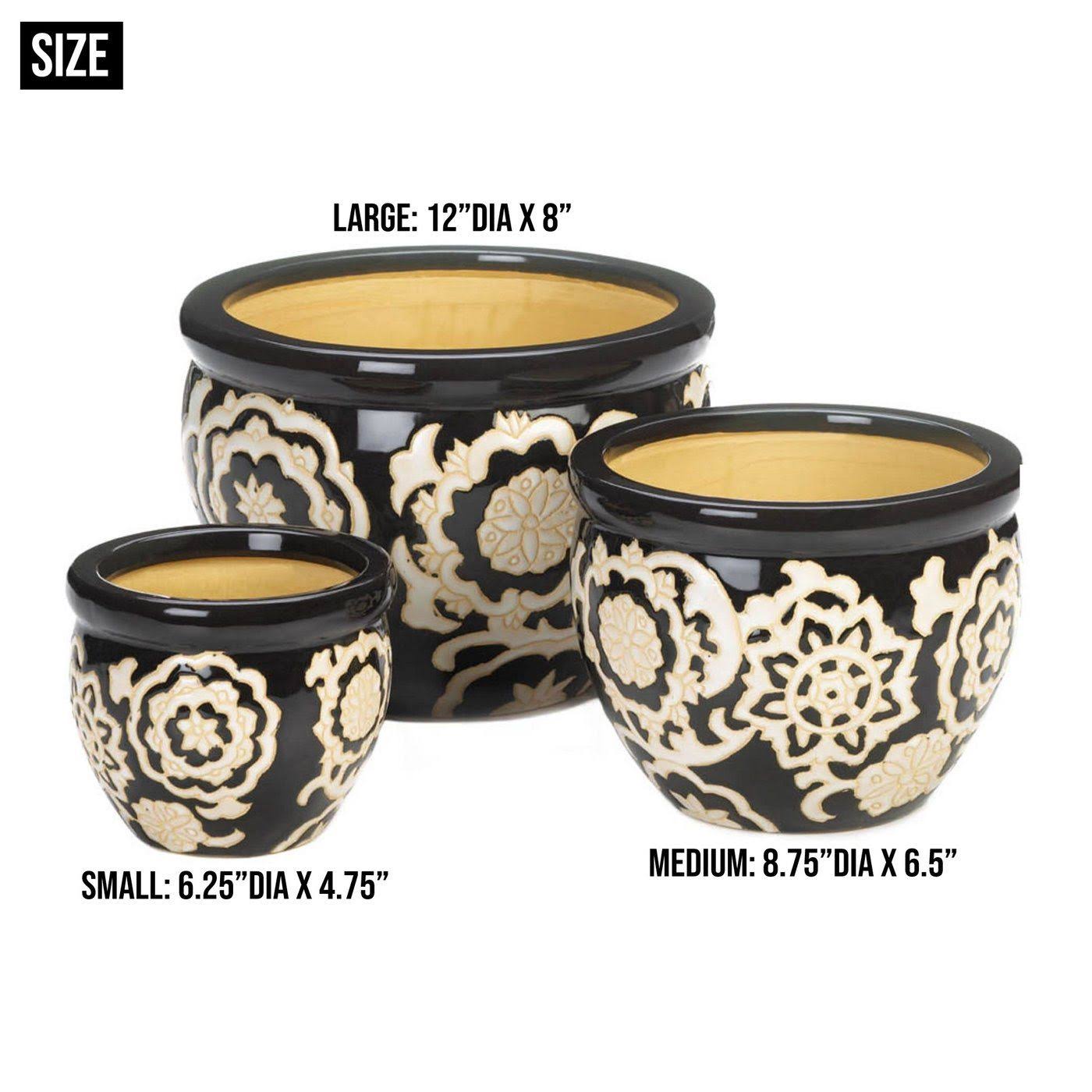 Floral Nights Ceramic Planter Set