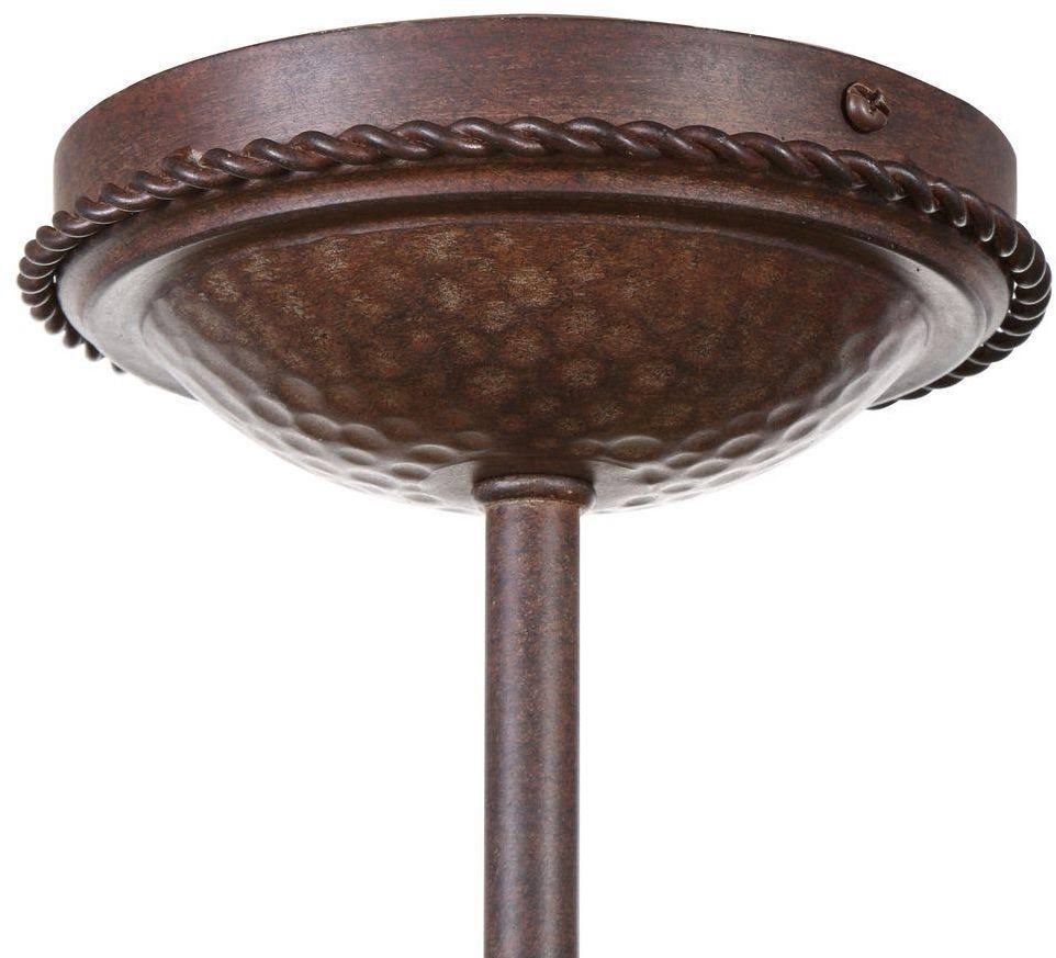 Lodge 17 in. 3-Light Weathered Spruce Semi-Flush Mount with Sunset Glass Shade