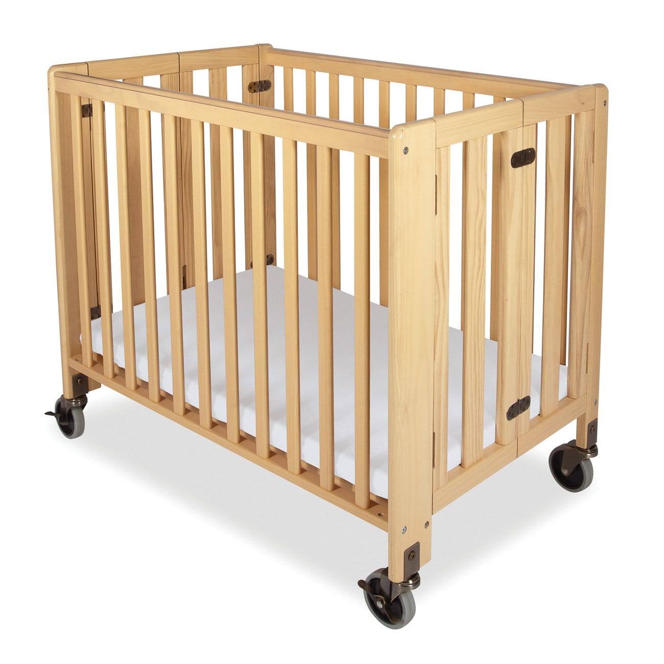Foundations 1011042 Hideaway Folding Fixed Side Full-Size Crib - Natural