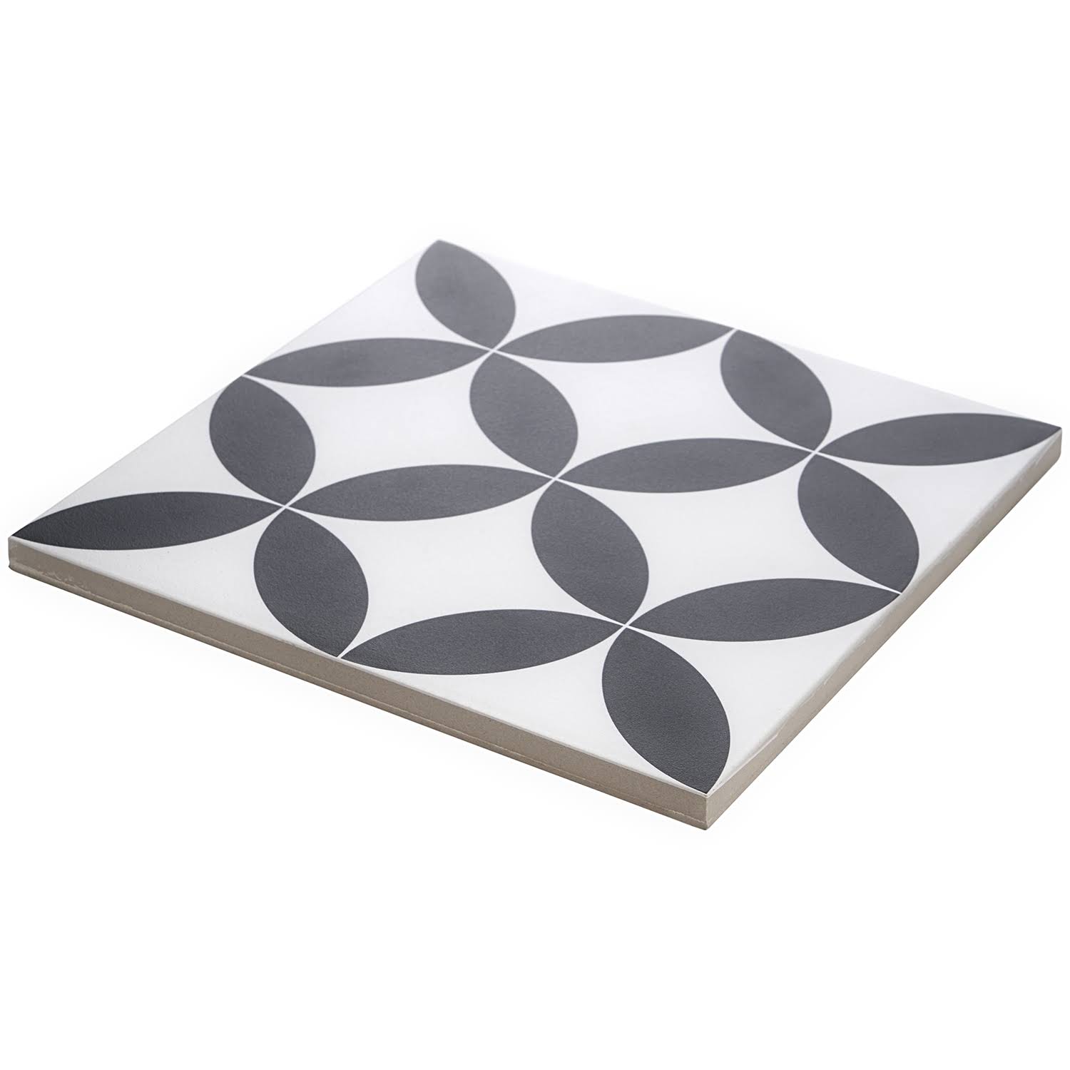 Ivy Hill Tile Norwalk Floor Deco Black and White 8x8 Matte Porcelain Tile, Blacku0026White, Backsplash, Wall and Floor