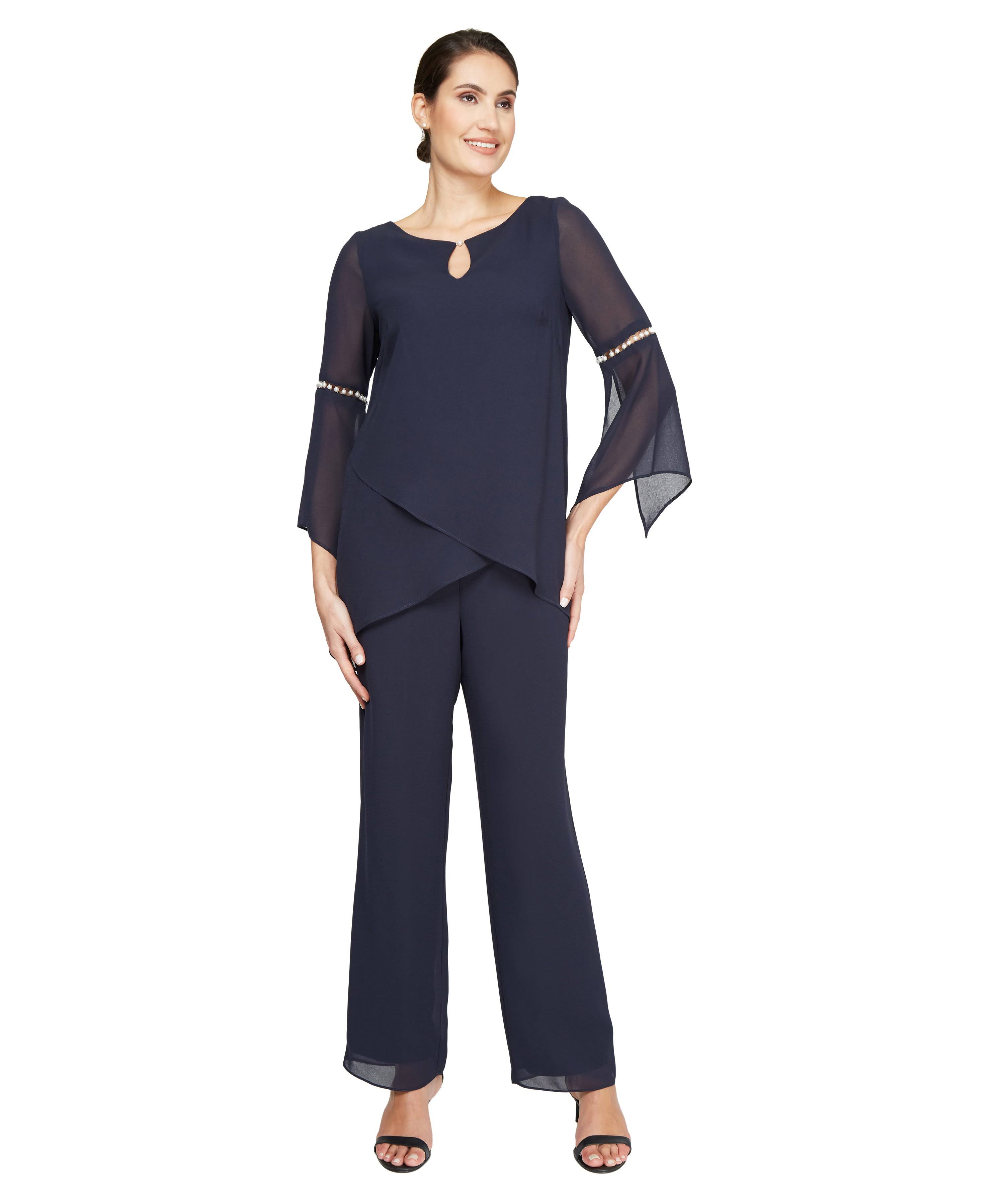 Le Bos 2-Piece Tulip Front Pearl Trim Pant Set - 6