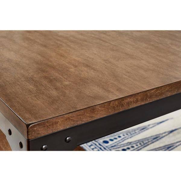 StyleWell Porter Black Metal Rectangular Dining Table for 6 with Haze Oak Finish Top (60 in. L x 30 in. H), Haze/Black