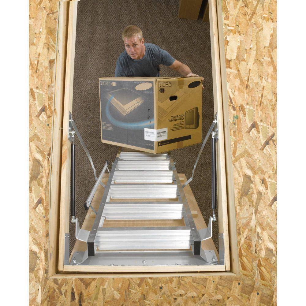 8 ft. 10 ft., 25 in. x 54 in. Aluminum Attic Ladder with 375 lb. Load