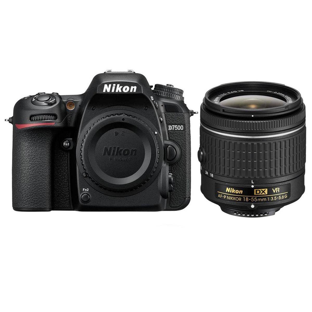Nikon D7500 DSLR Body,Black W/F-P DX 18-55mm f/3.5-5.6G VR Zoom Lens-Refurbished 1581B A