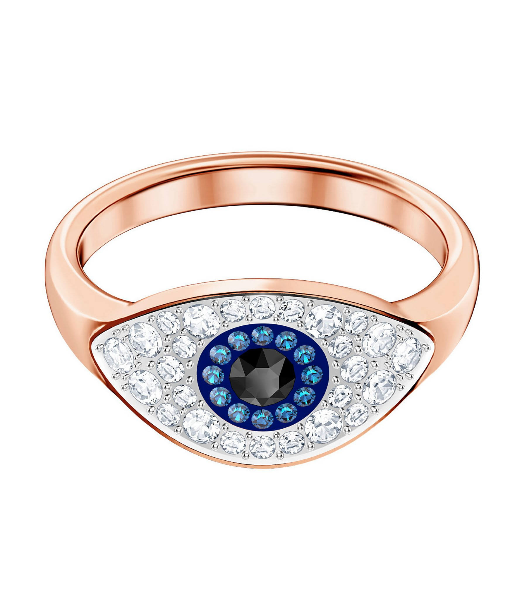 Swarovski Symbolic Evil Eye Ring, Rose Gold Plated, Size 6