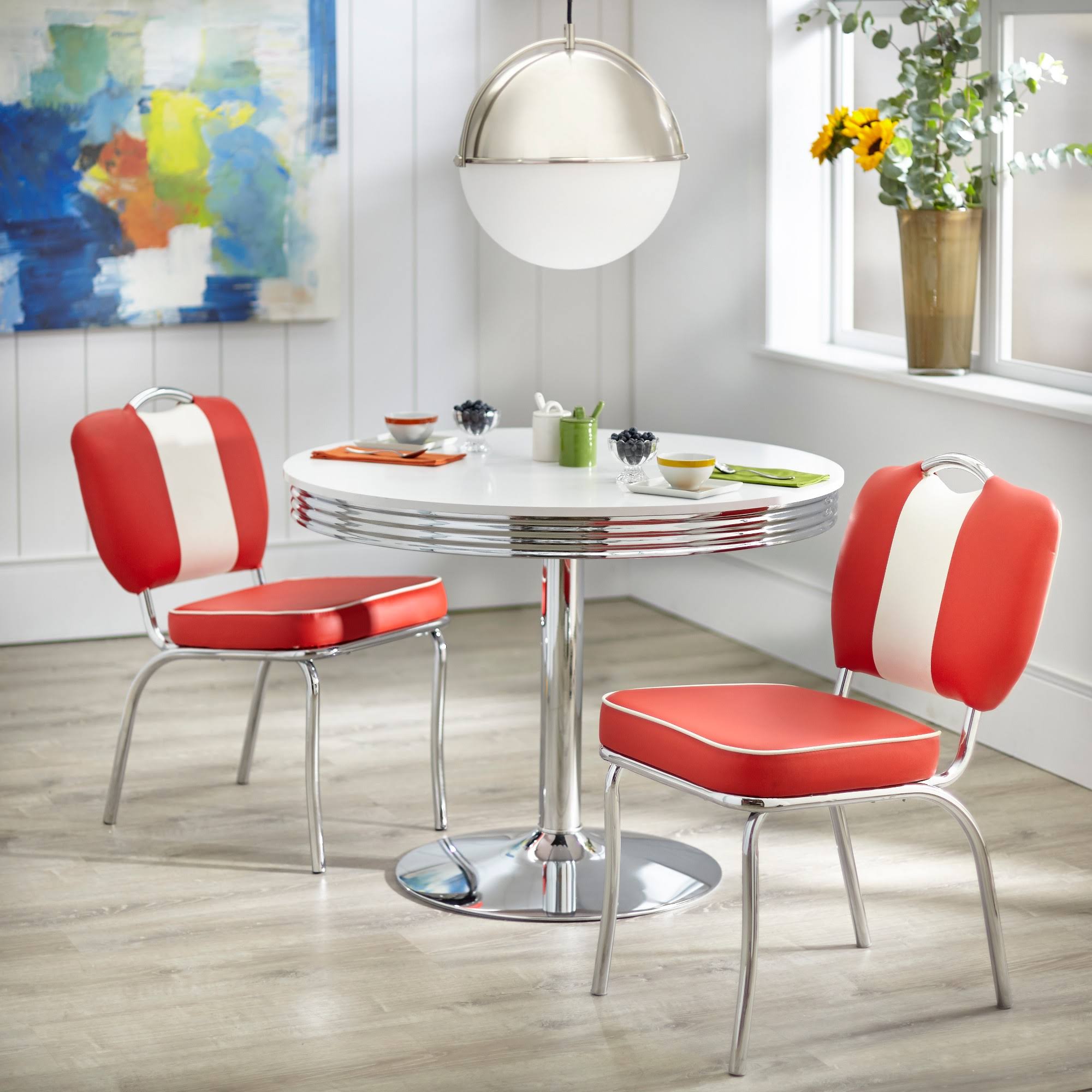 Simple Living Raleigh Retro Dining Set (Red/White - 3-Piece Sets)