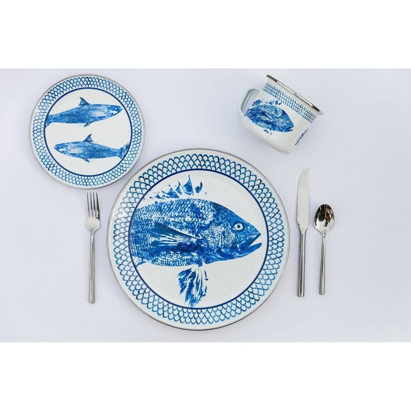 Golden Rabbit Enamelware - Set of 4 - Fish Camp - Grande Mugs