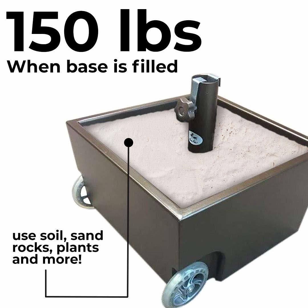 Abba Patio 30lb. Stainless Steel Square Umbrella Planter Base with Wheels