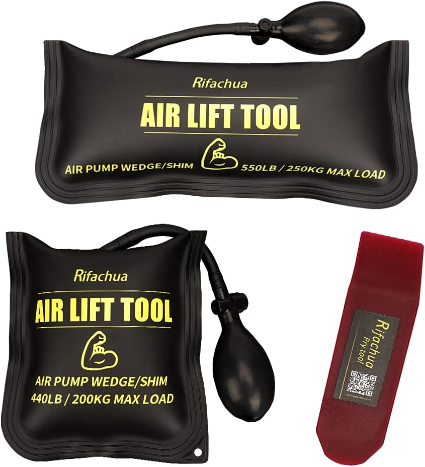 Rifachua Air Shim Air Wedge Bag 3 pcs Inflatable Air Bag Pump Wedge Kit Leveling Alignment Tool 550 LB and 440 LB Rating