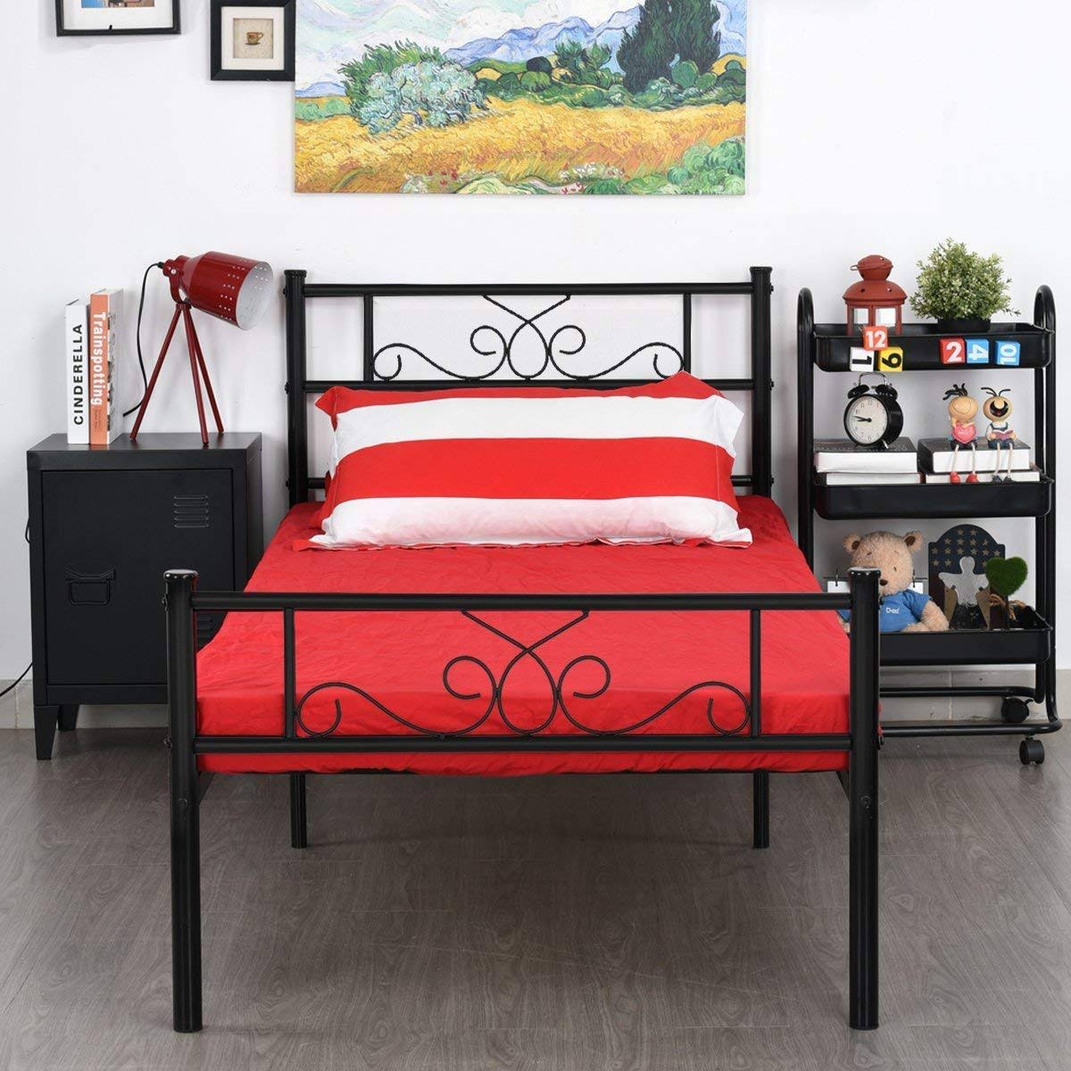 Cheerwing Premium Metal Bed Frame Platform Bedroom Mattress Foundation Twin size, Thyme