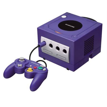 Refurbished Nintendo Gamecube Video Game Console Indigo Purple Matching Controller Cables, Blue