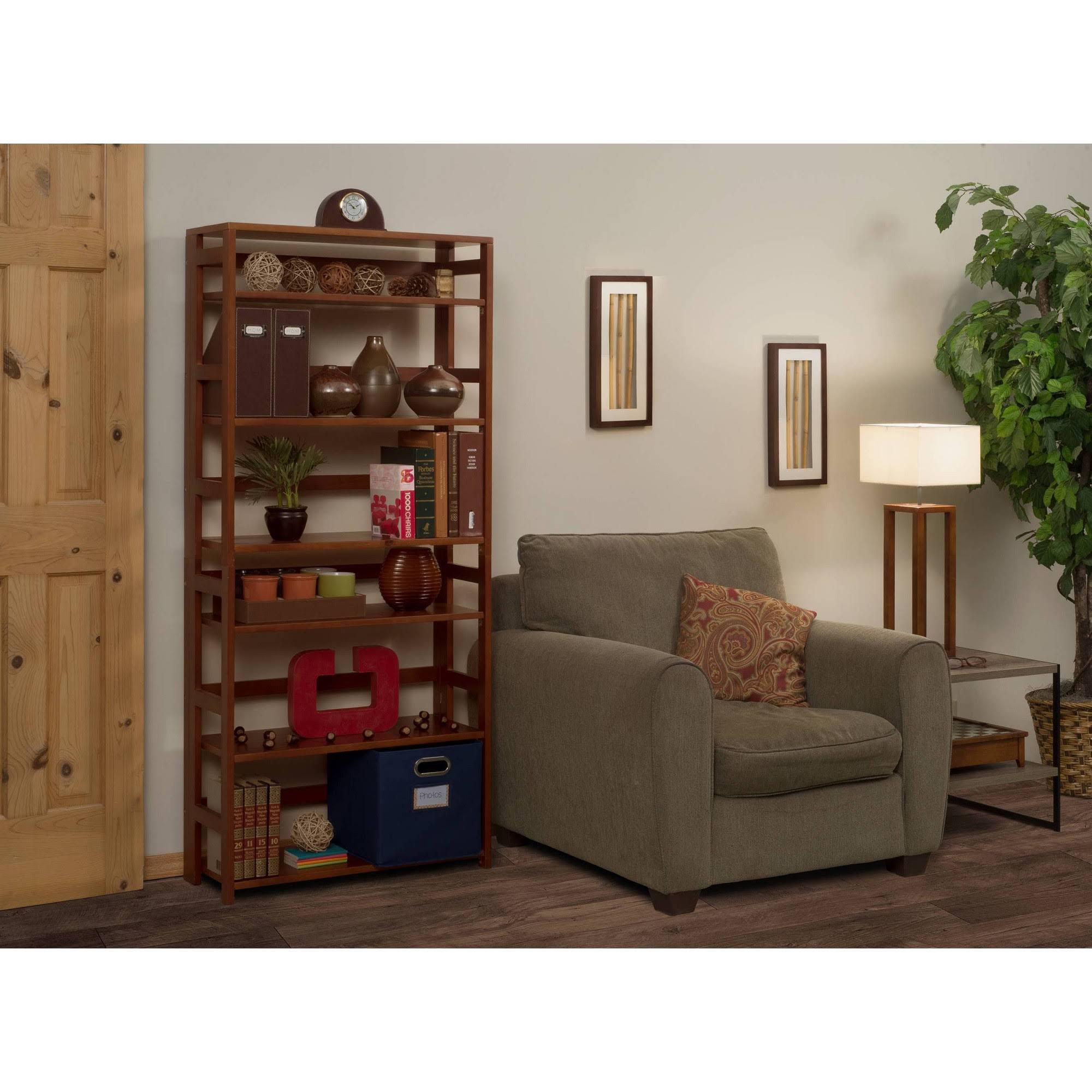 67x22 Cakewalk High Folding Bookcase Cherry - Regency