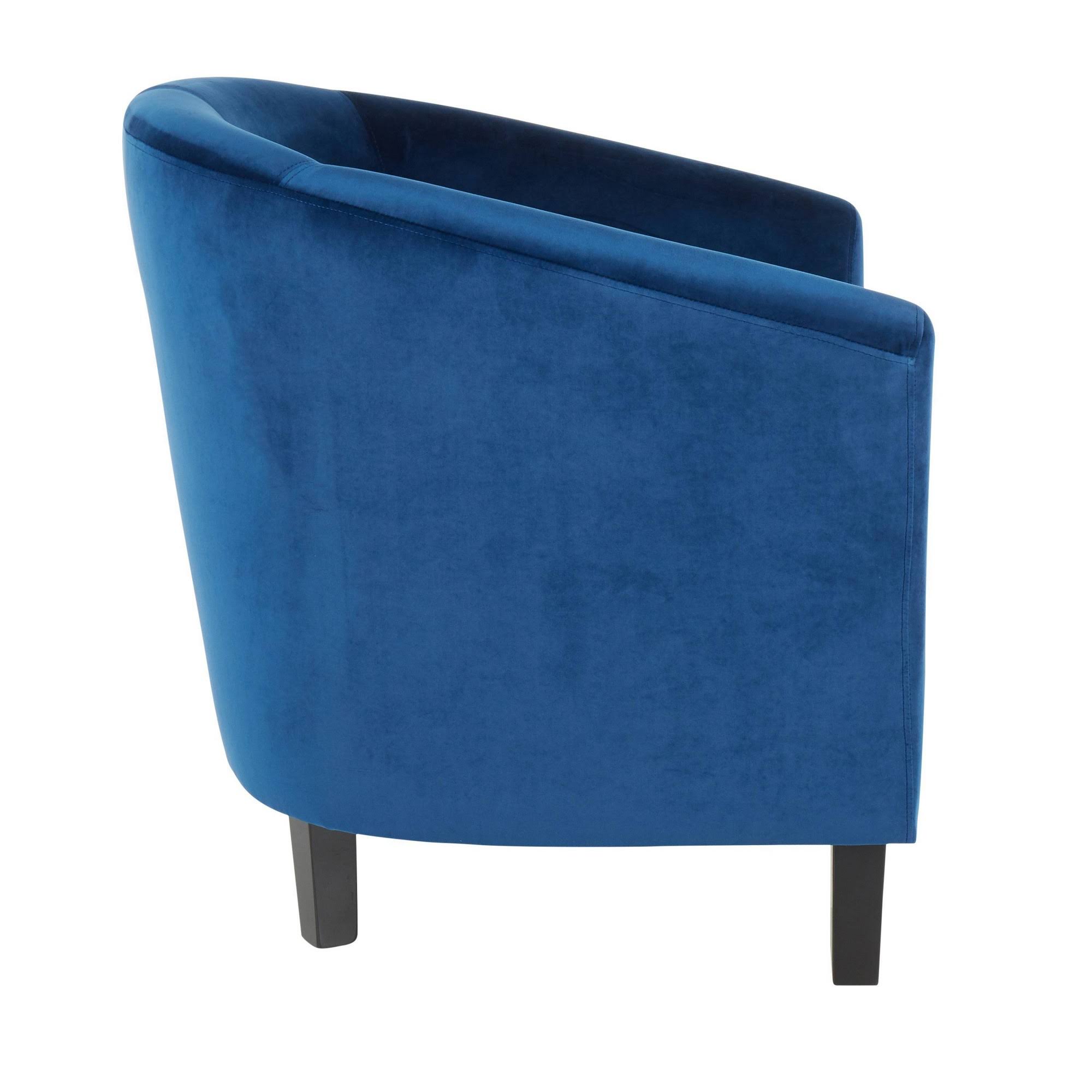 LumiSource Claudia Accent Chair Blue Velvet Black Wood Legs