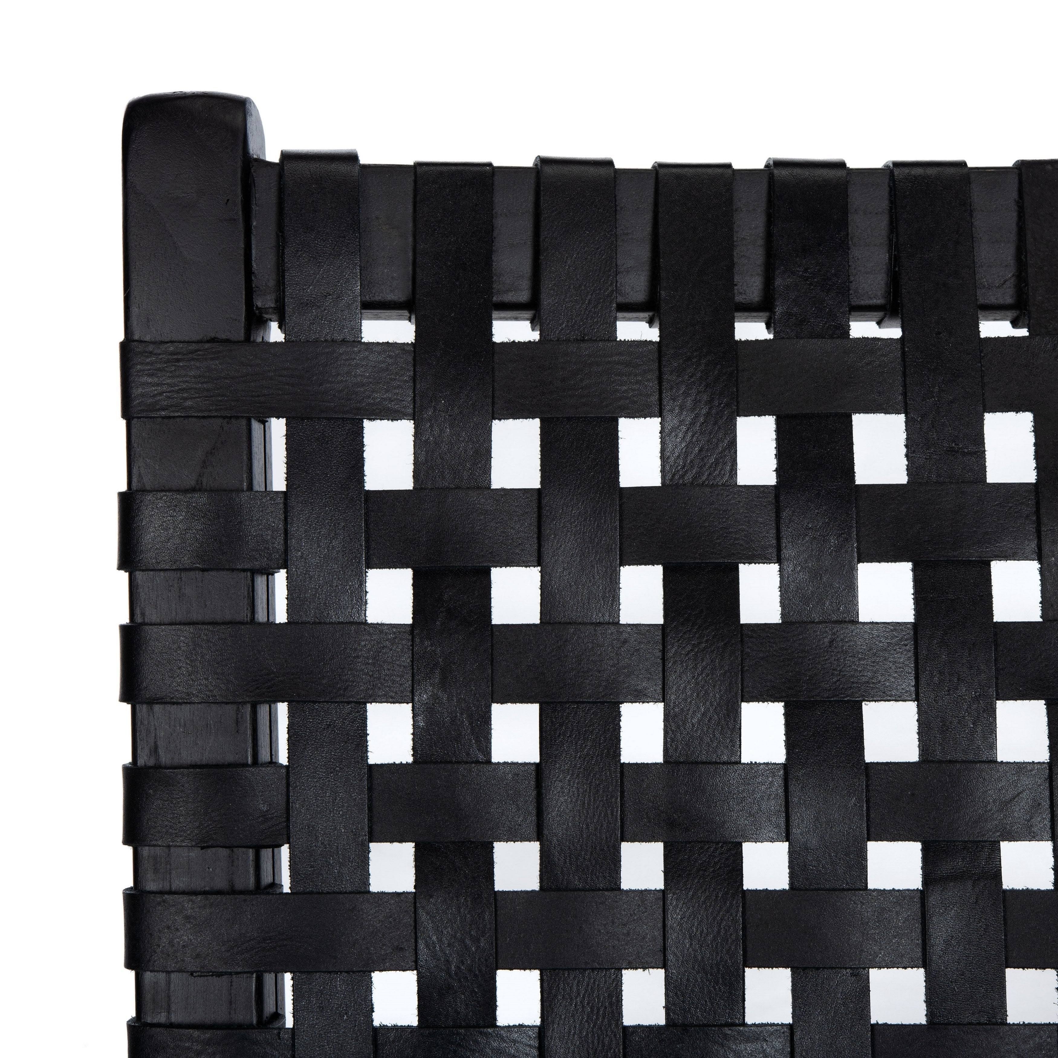 Luna Leather Woven Accent Chair - Black - Safavieh