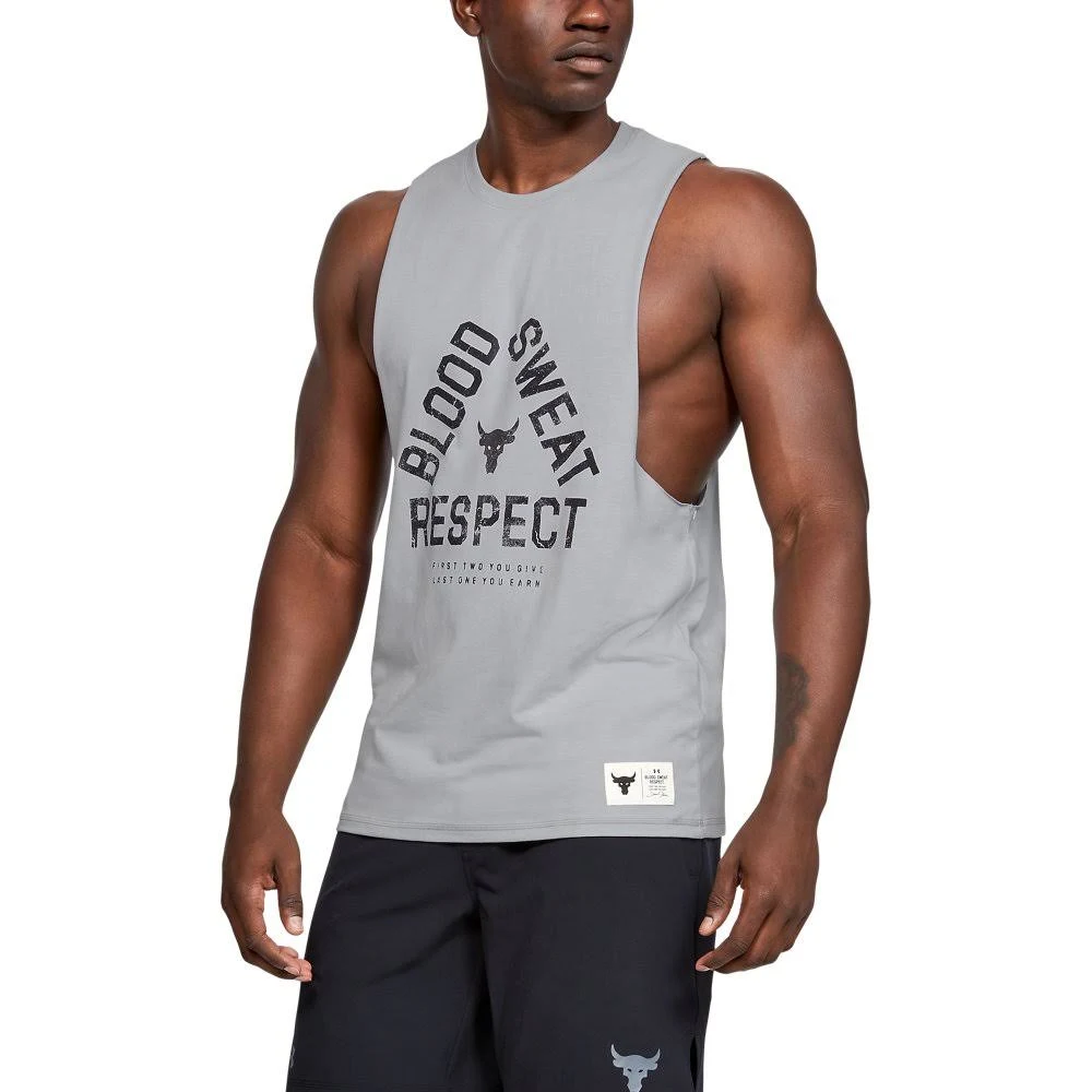 Under Armour Men's Project Rock Blood Sweat Respect Tank - Gray, XXL
