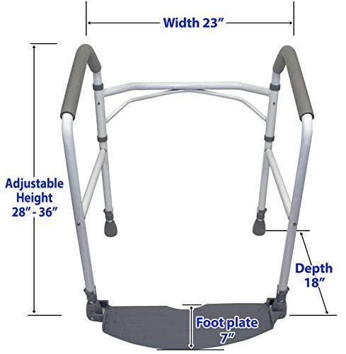 RMS Toilet Safety Frame u0026 Rail - Folding u0026 Portable Bathroom Safety Handrail Grab Bar - Adjustable Height (White)