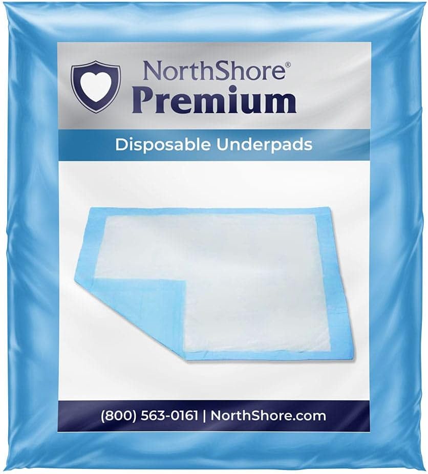 NorthShore Premium, 23 x 36, 25 oz, Blue Disposable Underpads (Chux), Large, Pack/25