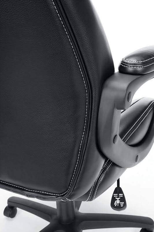 Ofm Ess Collection Racing Style SofThread Leather High Back Office Chair, in Bla