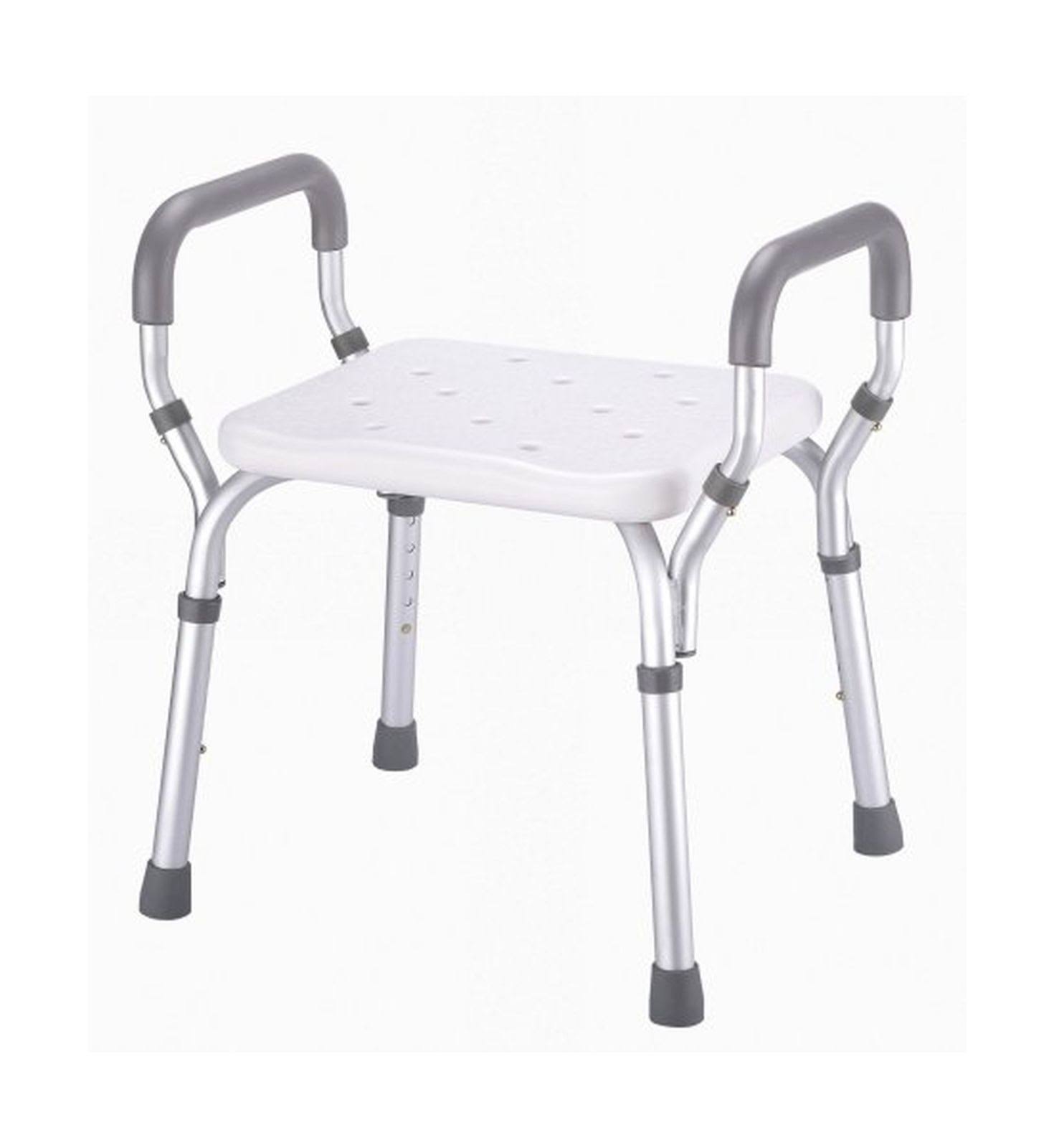 Essential Medical Molded Shower Bench with Arms (No-Back)