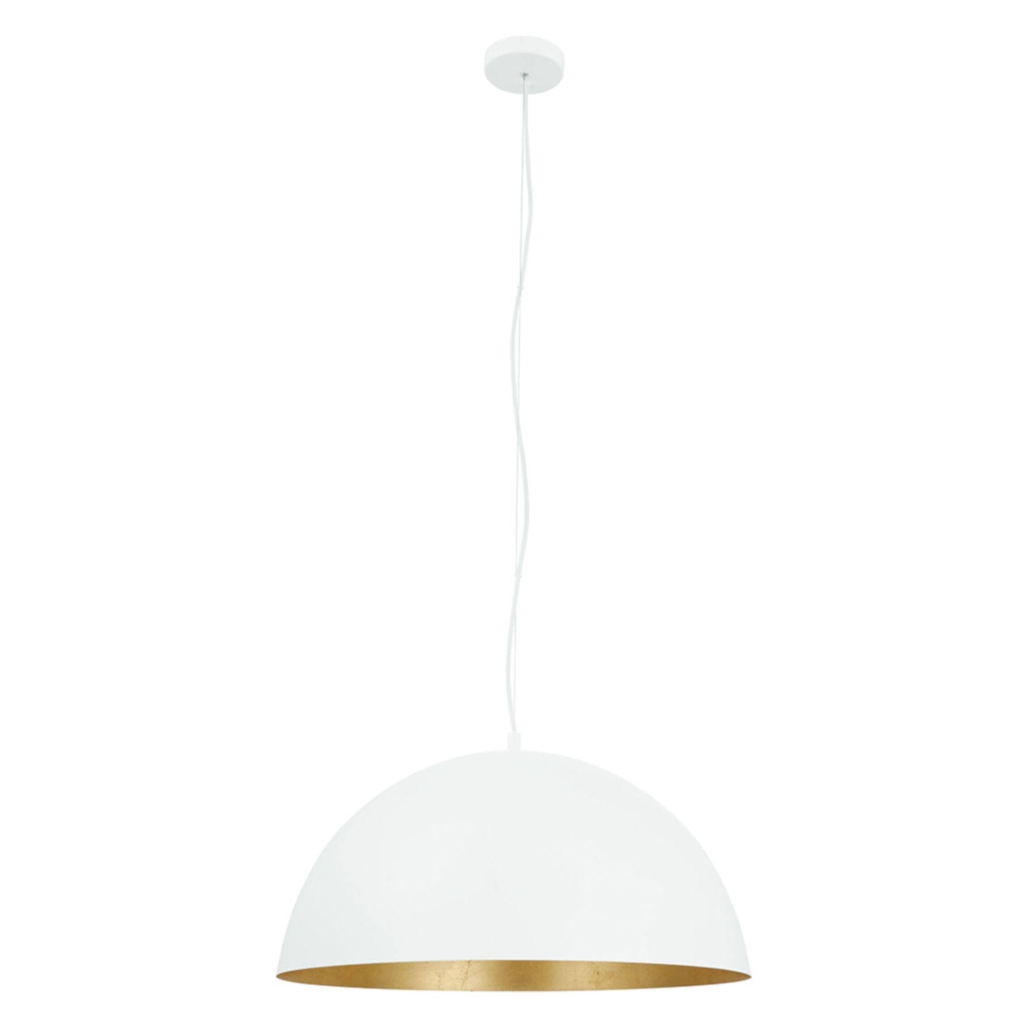 Eglo Rafaelino 1-Light White/Gold Leaf Large Metal Shade Bowl Pendant 204323A