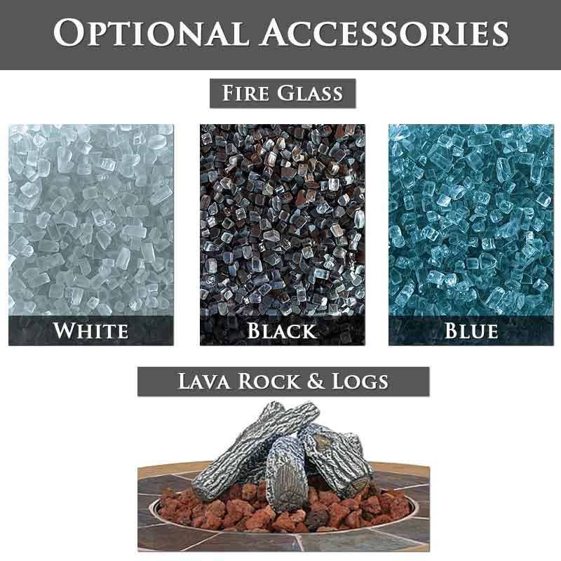 Blue Rhino LP Gas Fire Pit Bowl with Slate and Faux Wood Mantel, Black, Round