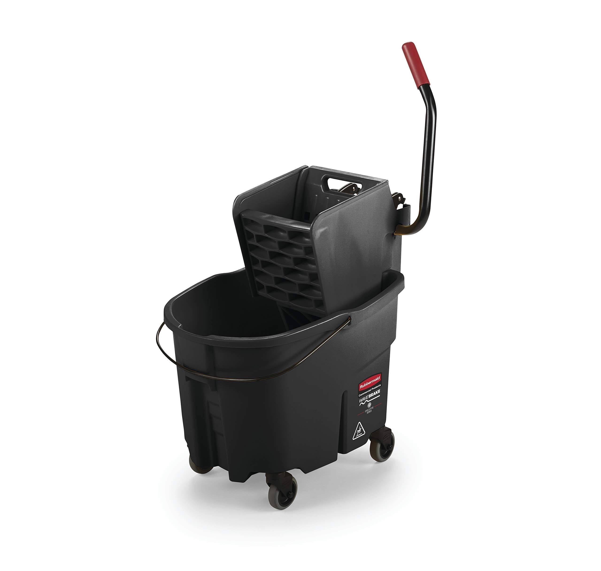 Rubbermaid 1863896 WaveBrake Side-Press Wringer/Bucket Combo, 35 qt, Black