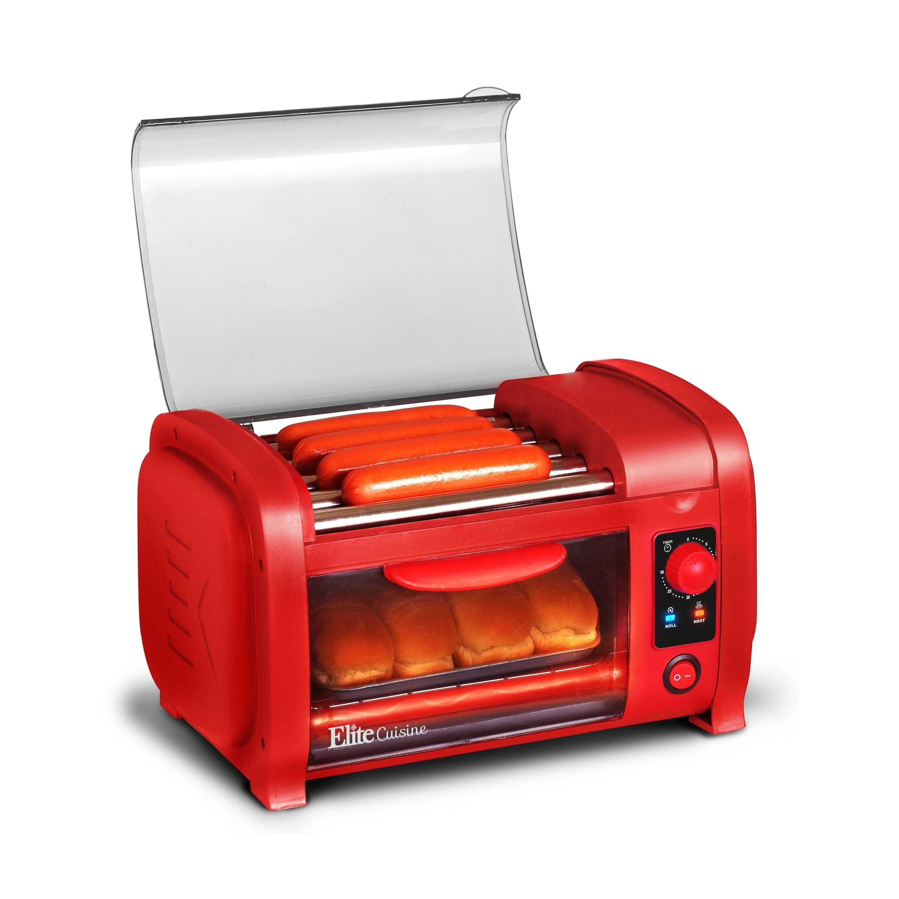 Elite Ehd-051r Cuisine Hot Dog Roller u0026 Toaster Oven - Red