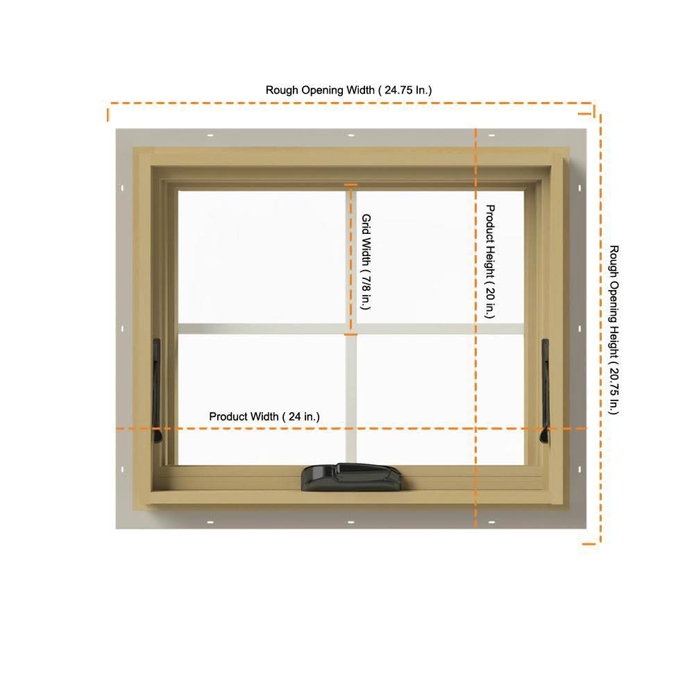 JELD-WEN 24 in. x 20 in. W-2500 Series White Painted Clad Wood Awning Window w/ Natural Interior and Screen