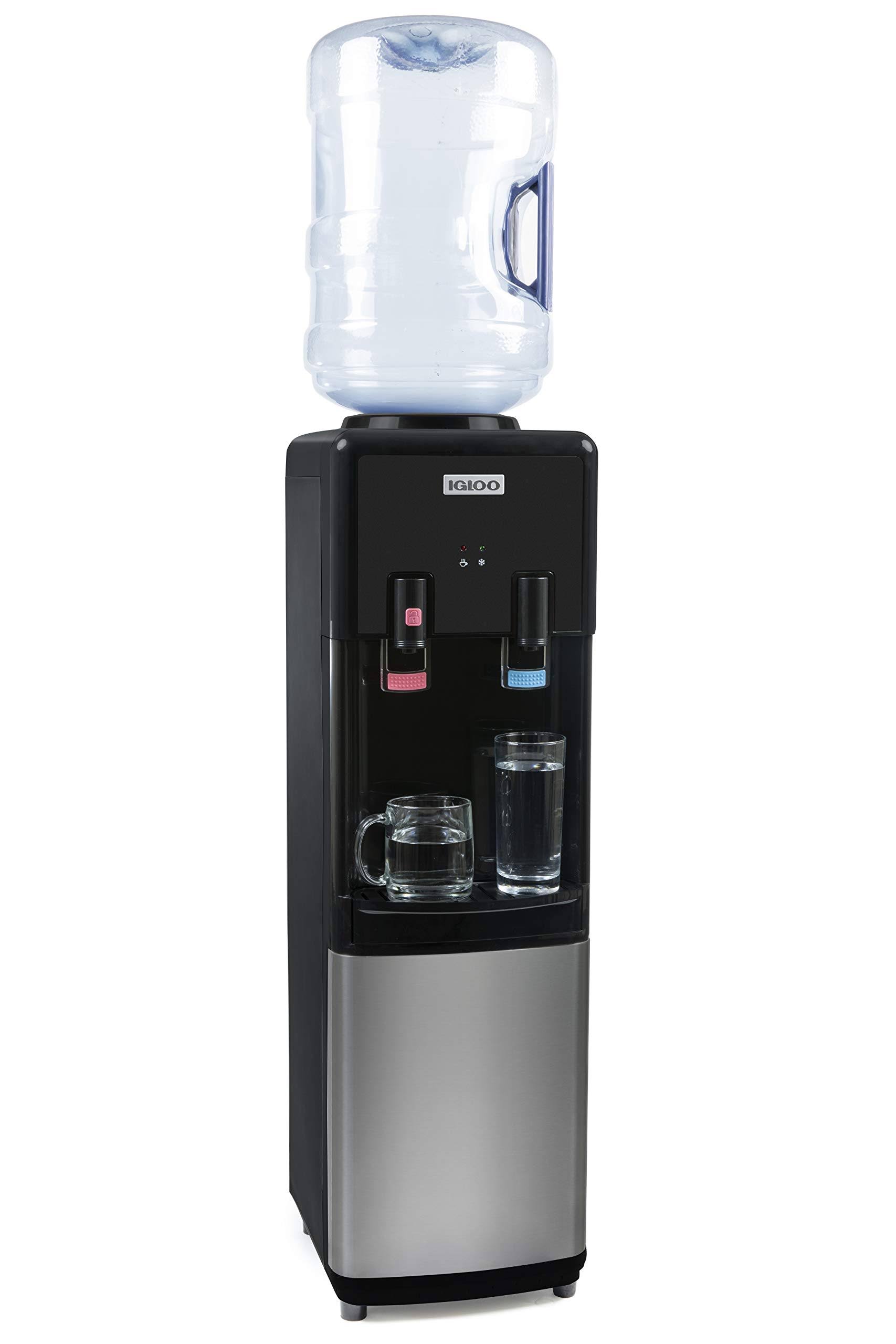 Igloo IWCTL352CHBKS Hot u0026 Cold Top Loading Water Dispenser, Black