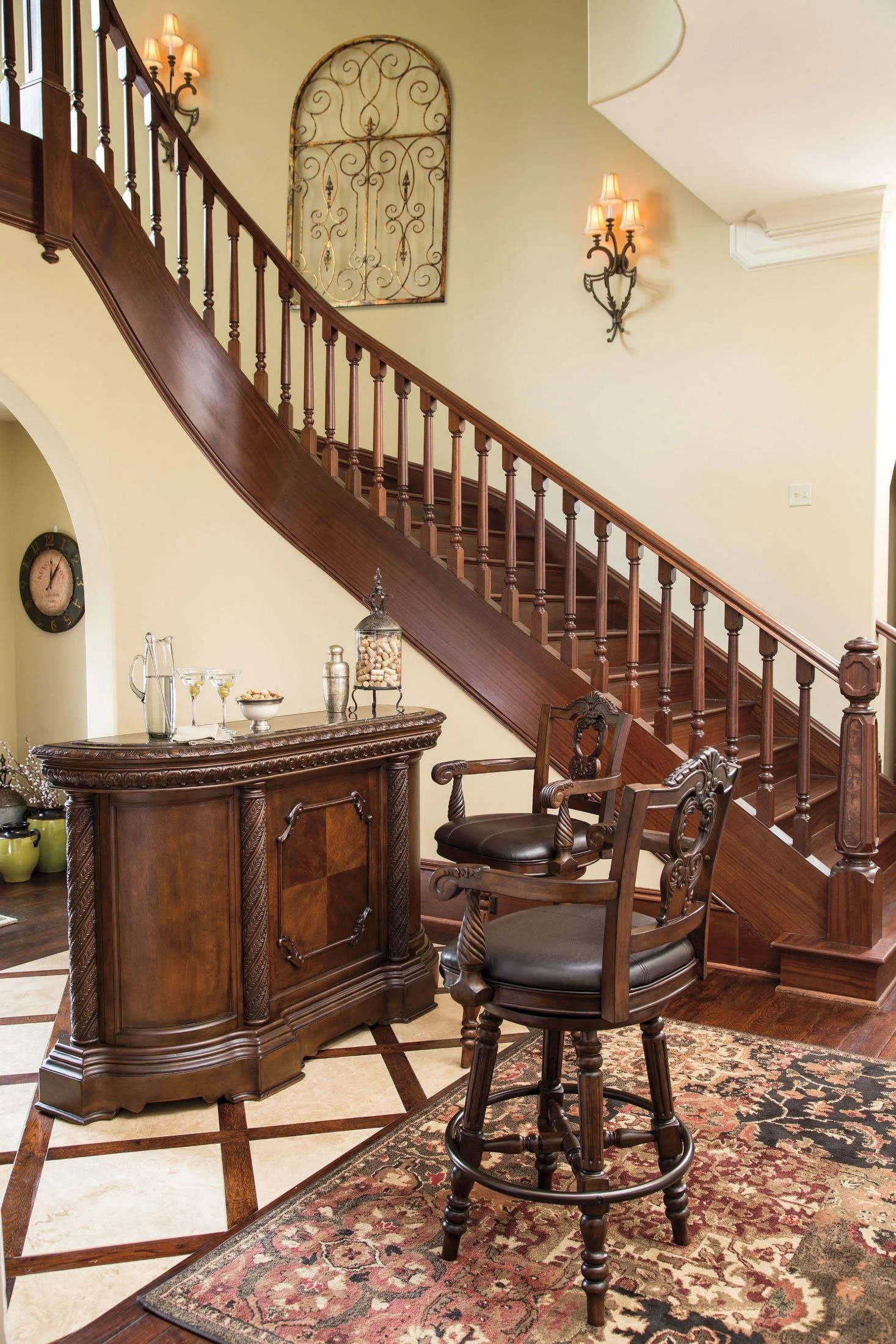 Ashley North Shore Dark Brown Upholstered Swivel Barstool D553-124