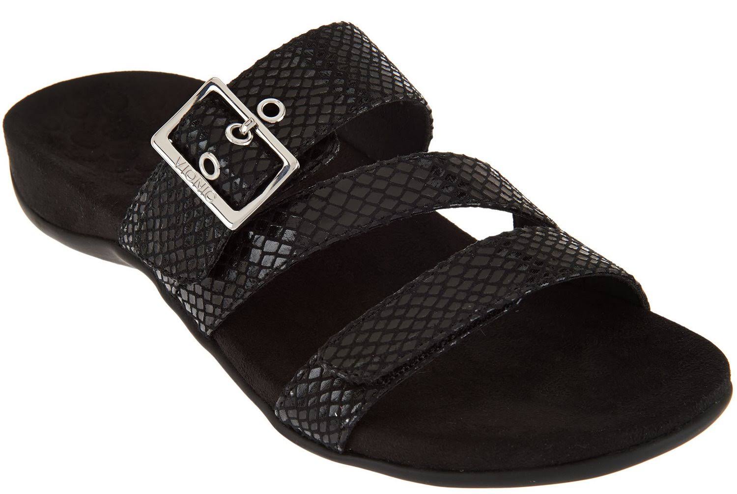 Vionic Skylar - Women's Adjustable Slide Orthotic Sandal, Size: 8, Black