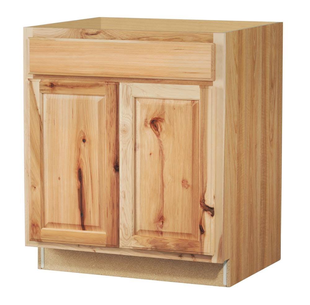 Diamond Now Denver 30-in W x 35-in H x 23.75-in D Natural Rustic Prefinished Hickory Door and Drawer Base Fully Assembled Stock