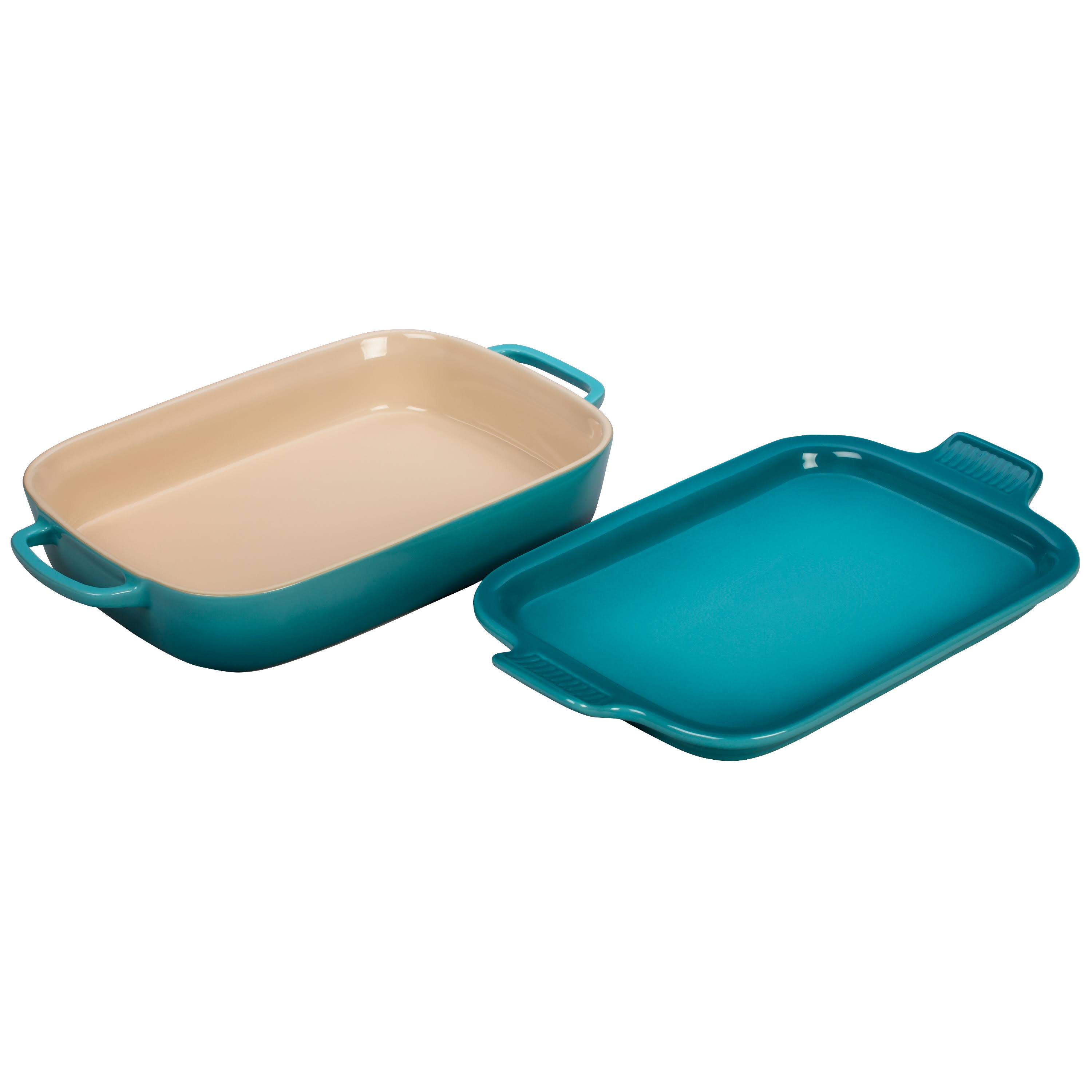 Le Creuset Rectangular Dish with Platter Lid Caribbean Stoneware