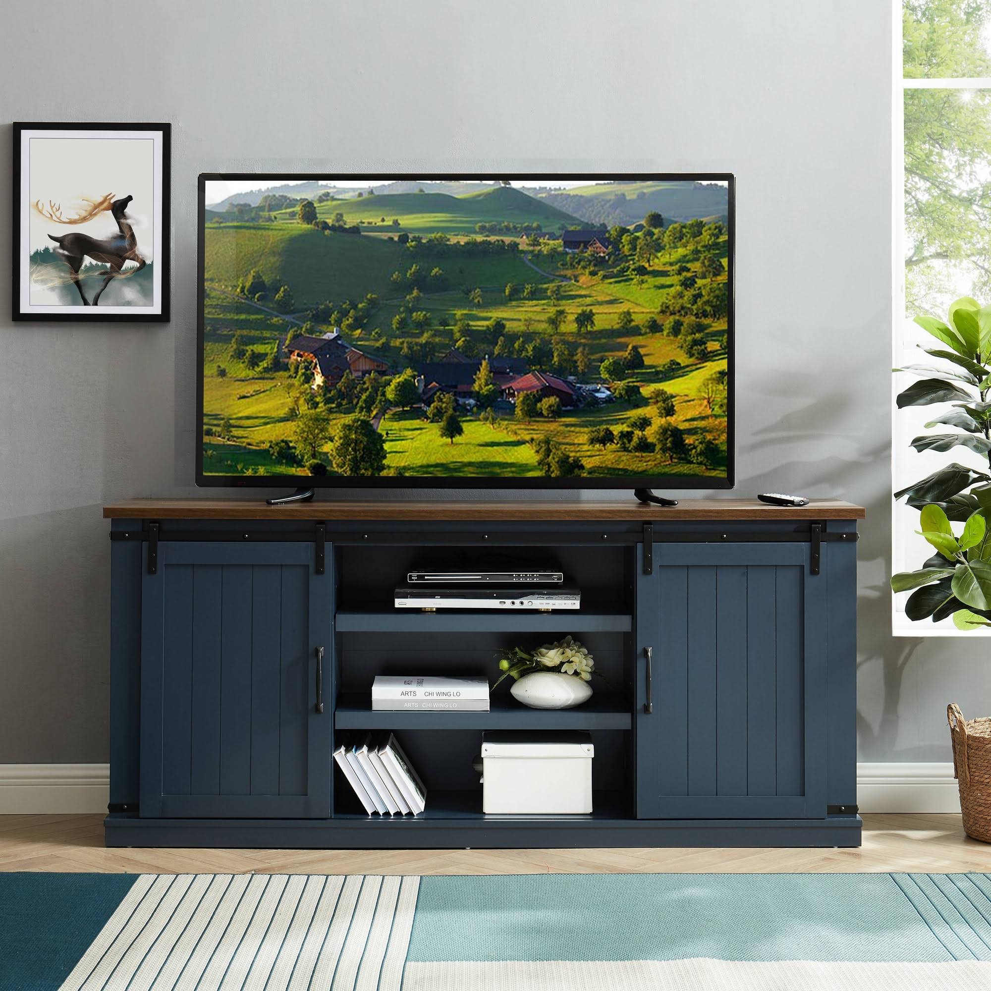 Home Essentials 68 in. TV Stand for TVs Up to 72 in. Blue