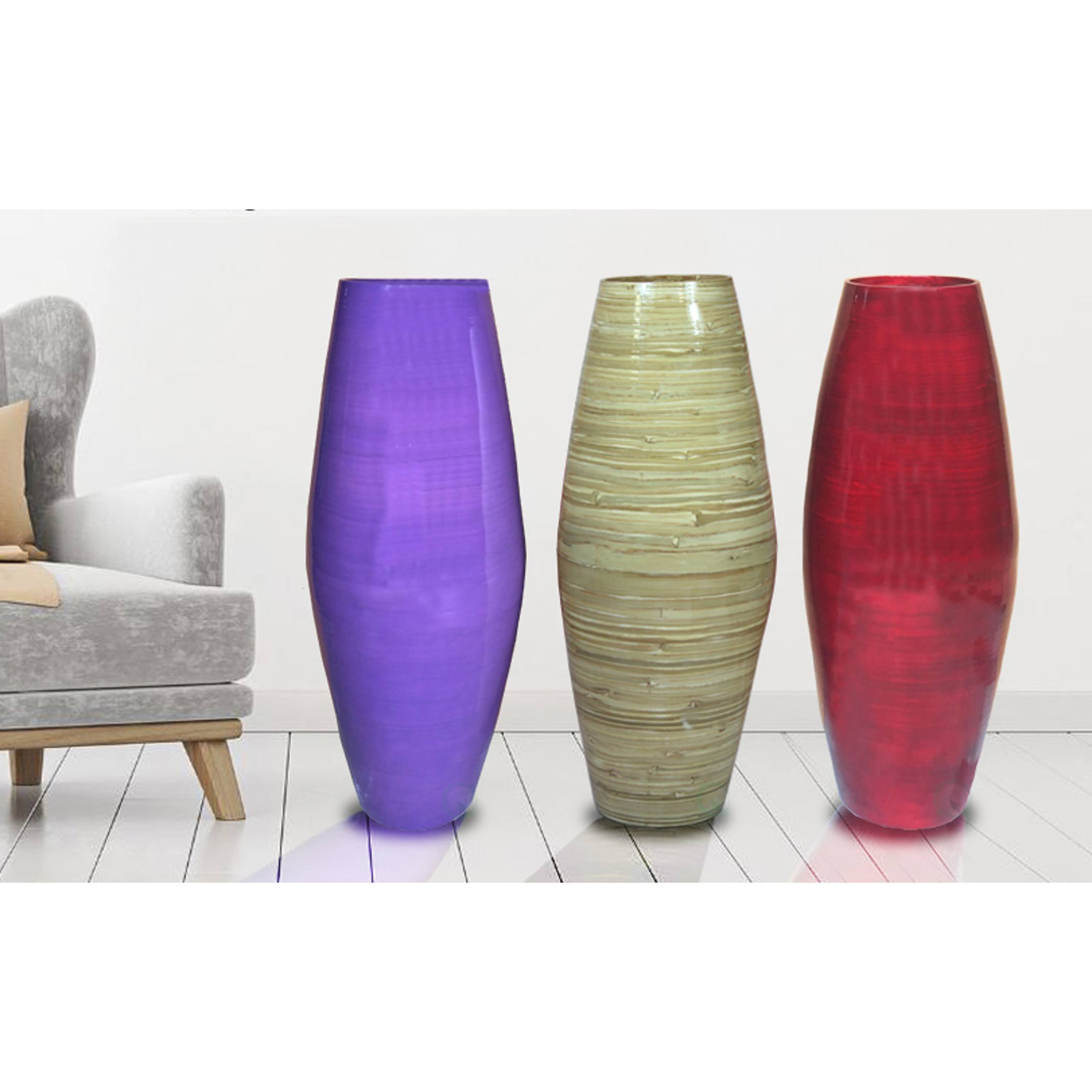 27.5 in. Tall Bamboo Floor Vase - Red