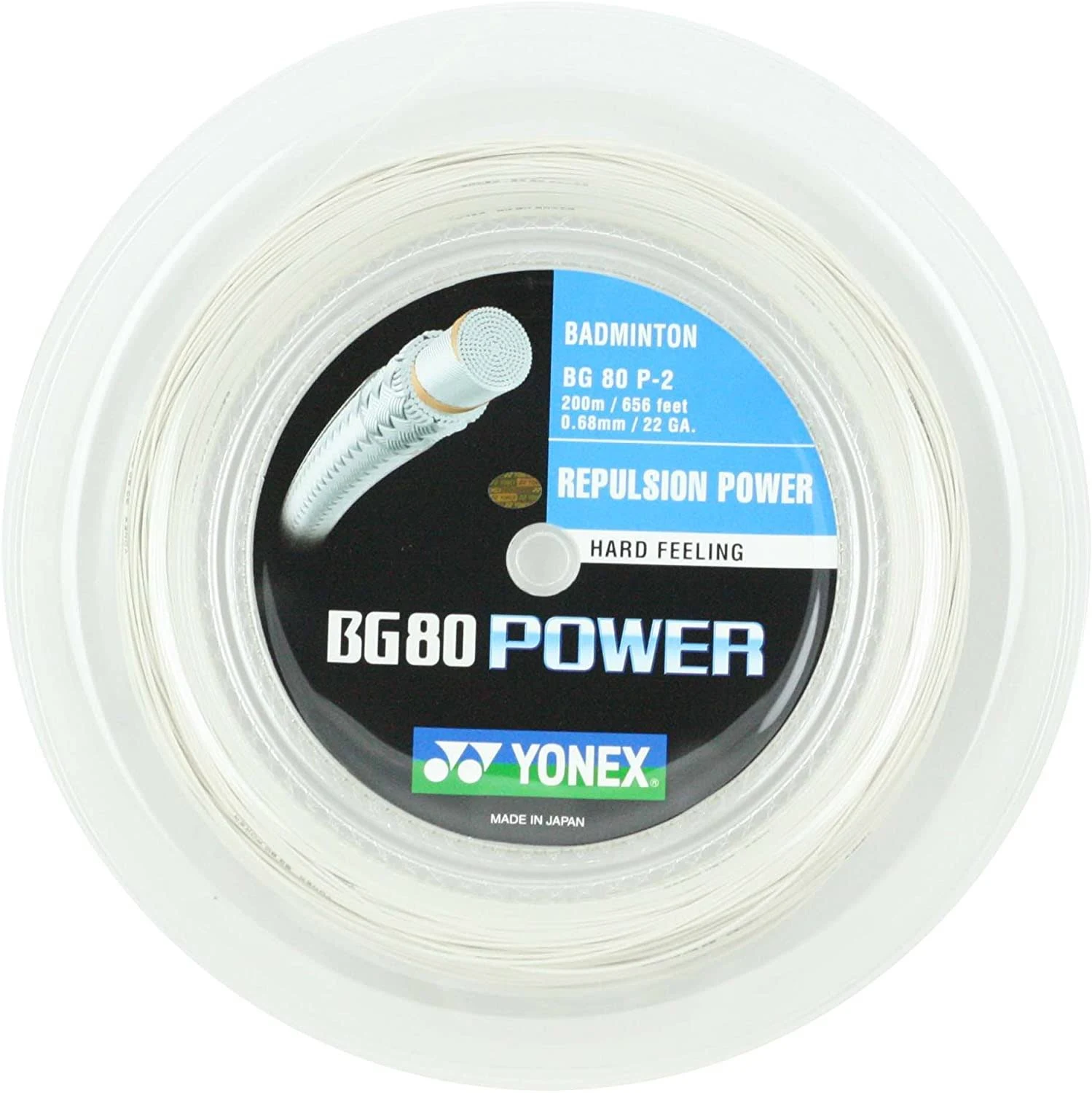 Yonex BG80 Power Badminton String - 200m Reel, Color- White