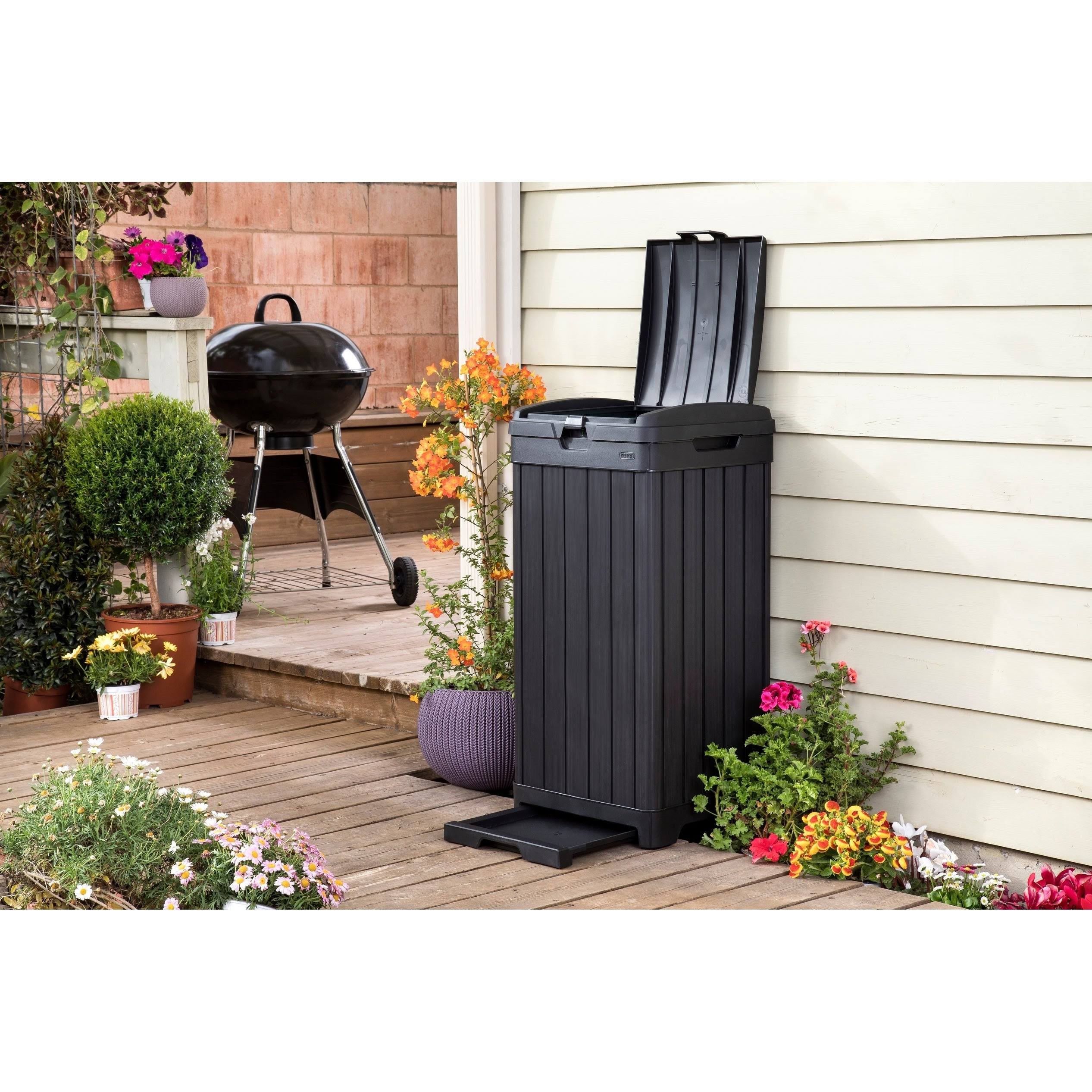 Keter 240770 Baltimore Outdoor Trash Can, Black